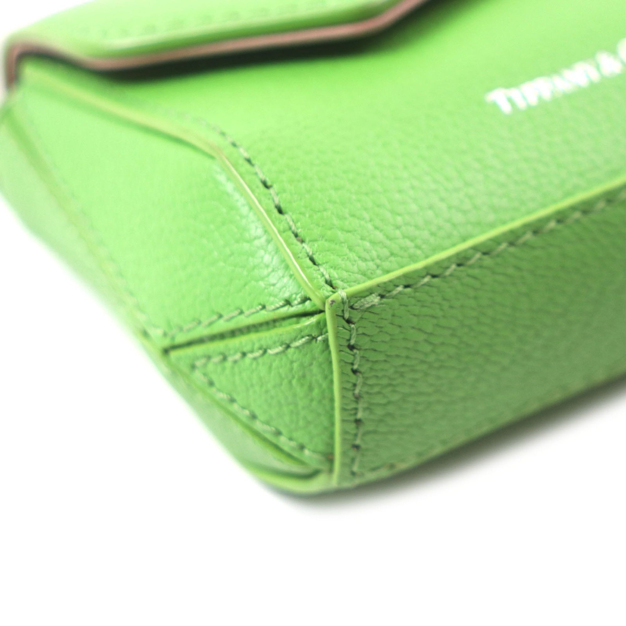 Tiffany & Co. TIFFANY & Co. Tiffany T Nano Bag with Peridot Logo Print Chain Charm, Green Leather Silver Hardware, Box and Dust Bag, Made in Italy, Men's Size ONE SIZE - 5 Thumbnail