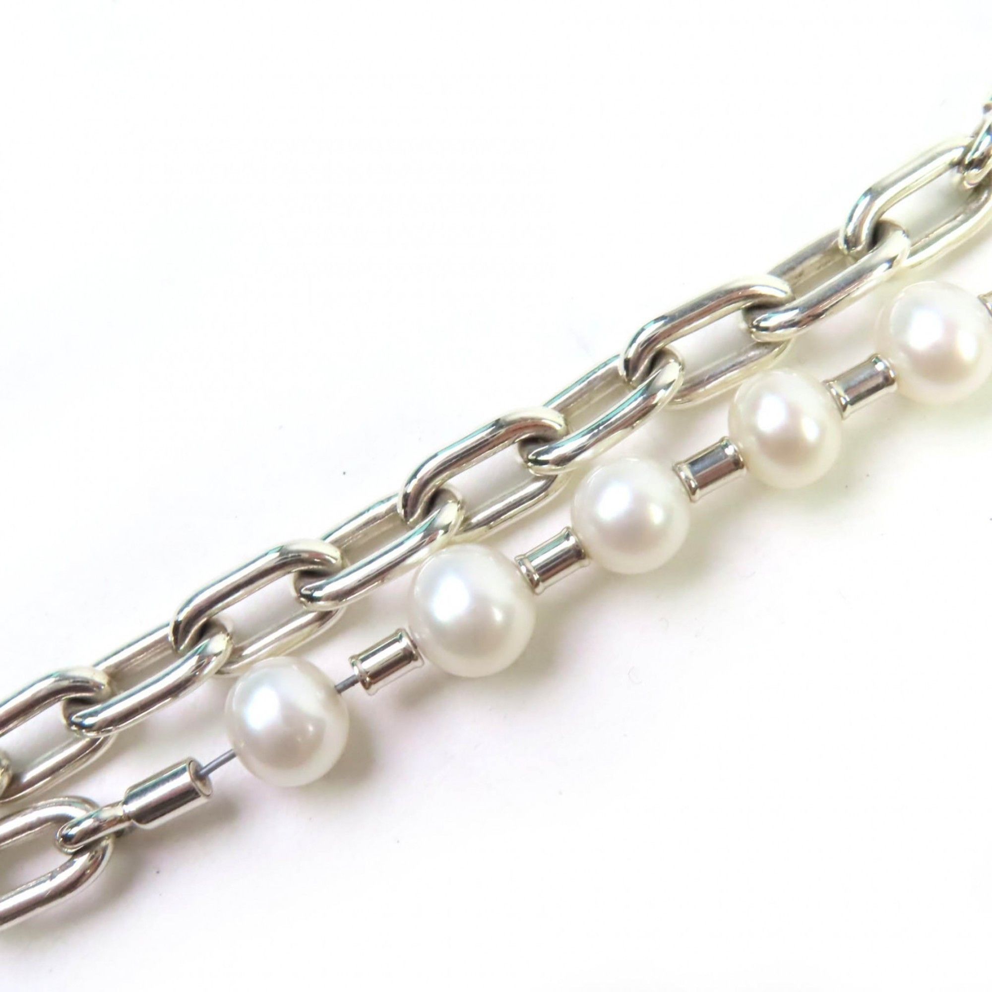 Tiffany & Co. TIFFANY & Co. Tiffany HardWear Pearl Rock Bracelet, Medium, AG925 Silver, with Case, Weight 53g, Women's Size ONE SIZE - 9 Thumbnail