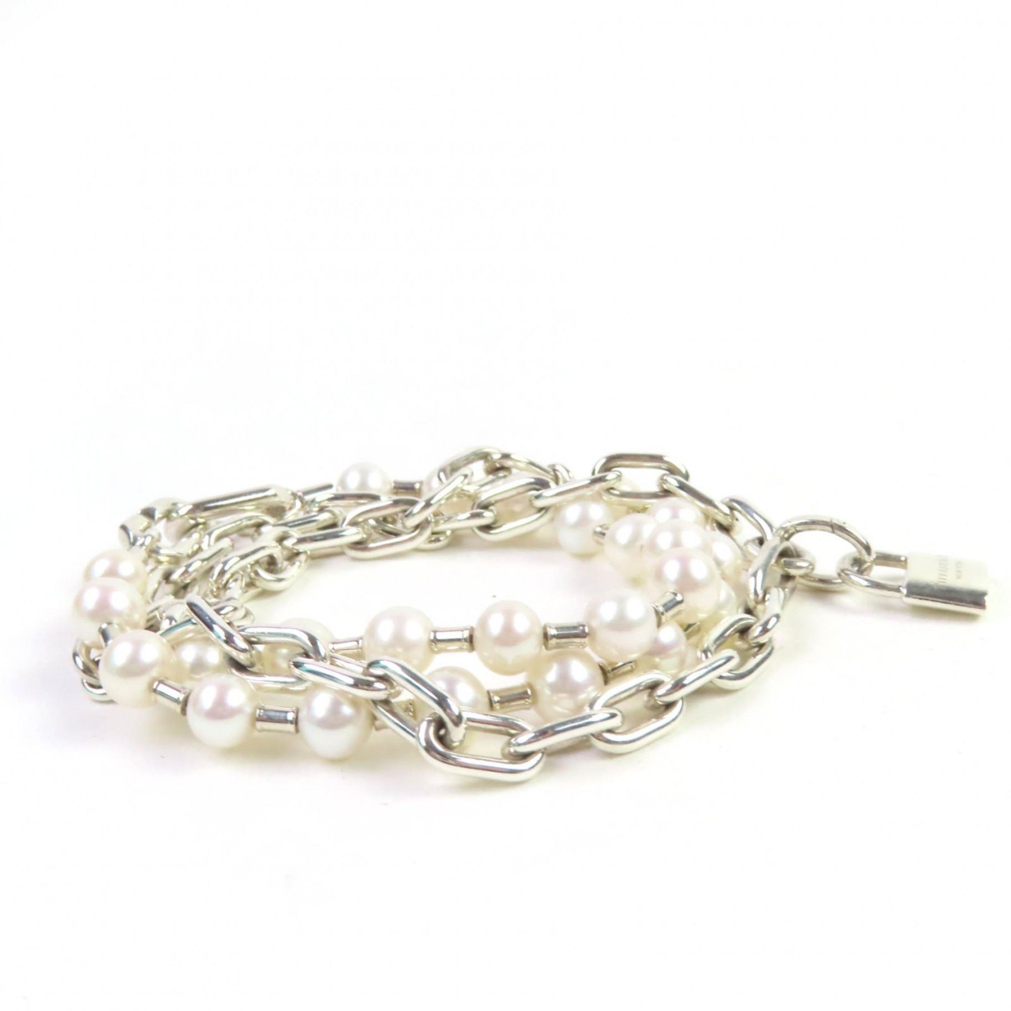 Tiffany & Co. TIFFANY & Co. Tiffany HardWear Pearl Rock Bracelet, Medium, AG925 Silver, with Case, Weight 53g, Women's Size ONE SIZE - 5 Thumbnail