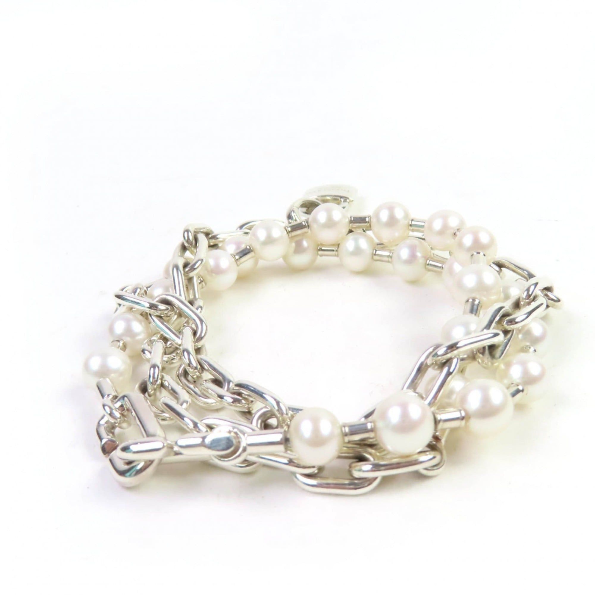 Tiffany & Co. TIFFANY & Co. Tiffany HardWear Pearl Rock Bracelet, Medium, AG925 Silver, with Case, Weight 53g, Women's Size ONE SIZE - 4 Thumbnail