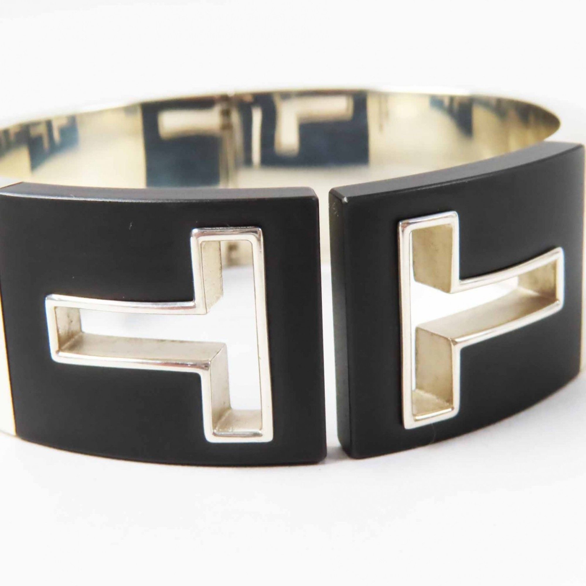 Tiffany & Co. TIFFANY & Co. Tiffany T Cut Out Bangle/Bracelet in AG925 Silver and Black for Women Size ONE SIZE - 6 Thumbnail