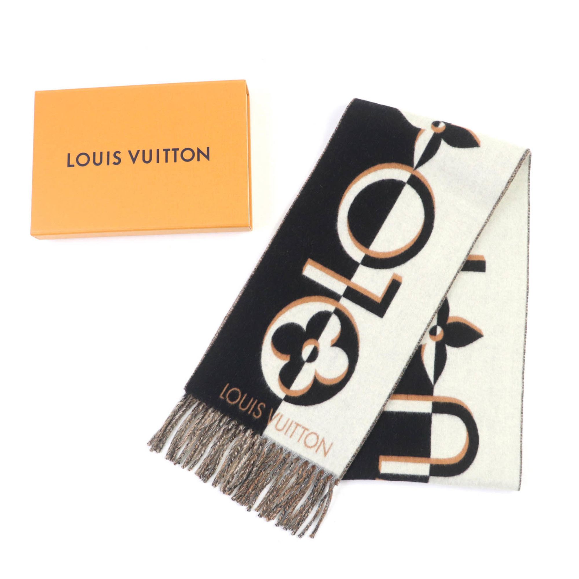 Louis Vuitton LOUIS VUITTON 2024 Louis Vuitton M90806 Duo Infinity Scarf, Cashmere Blend, Noir, Current Edition, Fringed, 205cm x 26cm, Box Included, Authentic, Made in Italy, Women's Size ONE SIZE - 2 Thumbnail