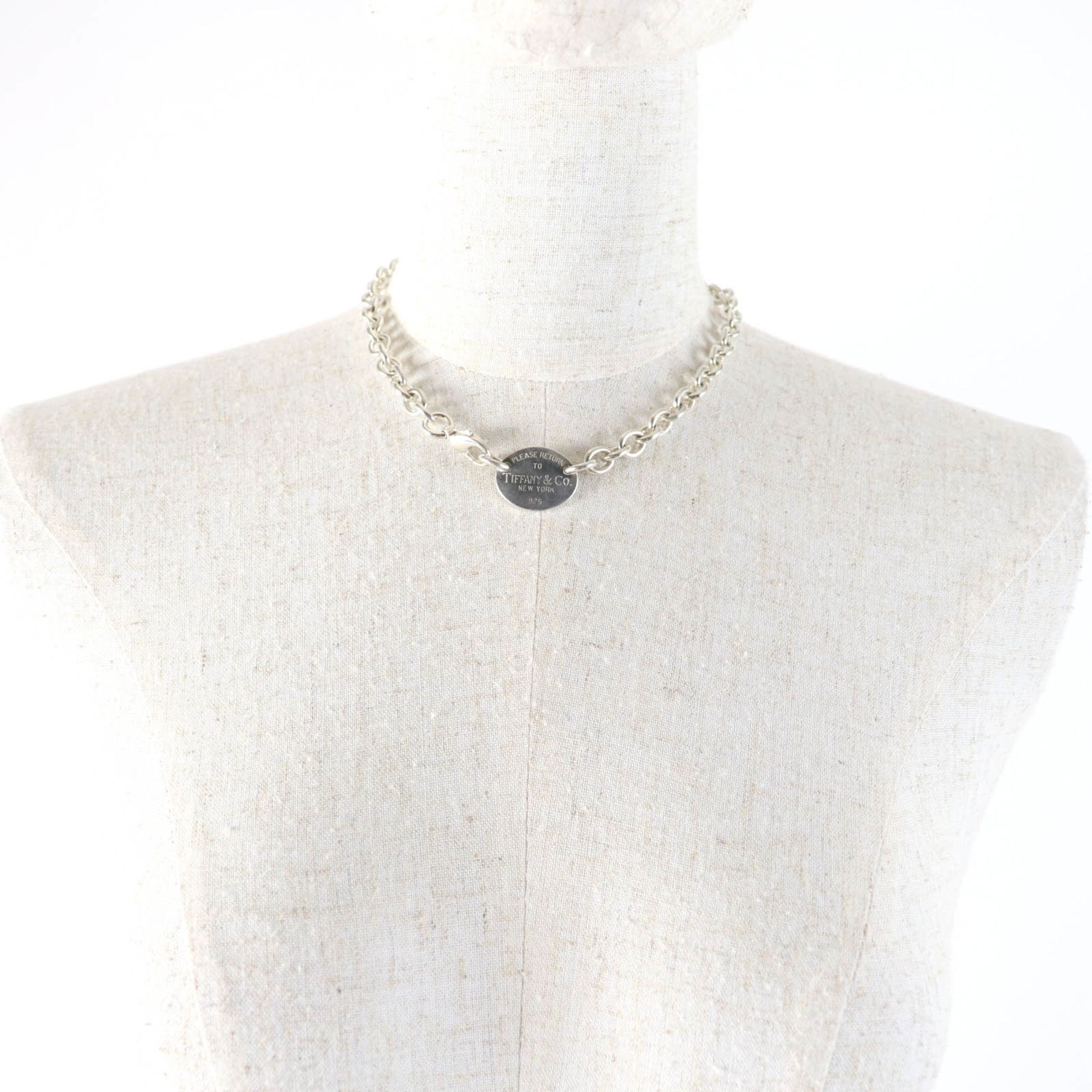Tiffany & Co. TIFFANY & Co. Tiffany Oval Tag Necklace Choker Accessory, SV925 Silver, Weight 50.6g, Women's Size ONE SIZE - 3 Thumbnail