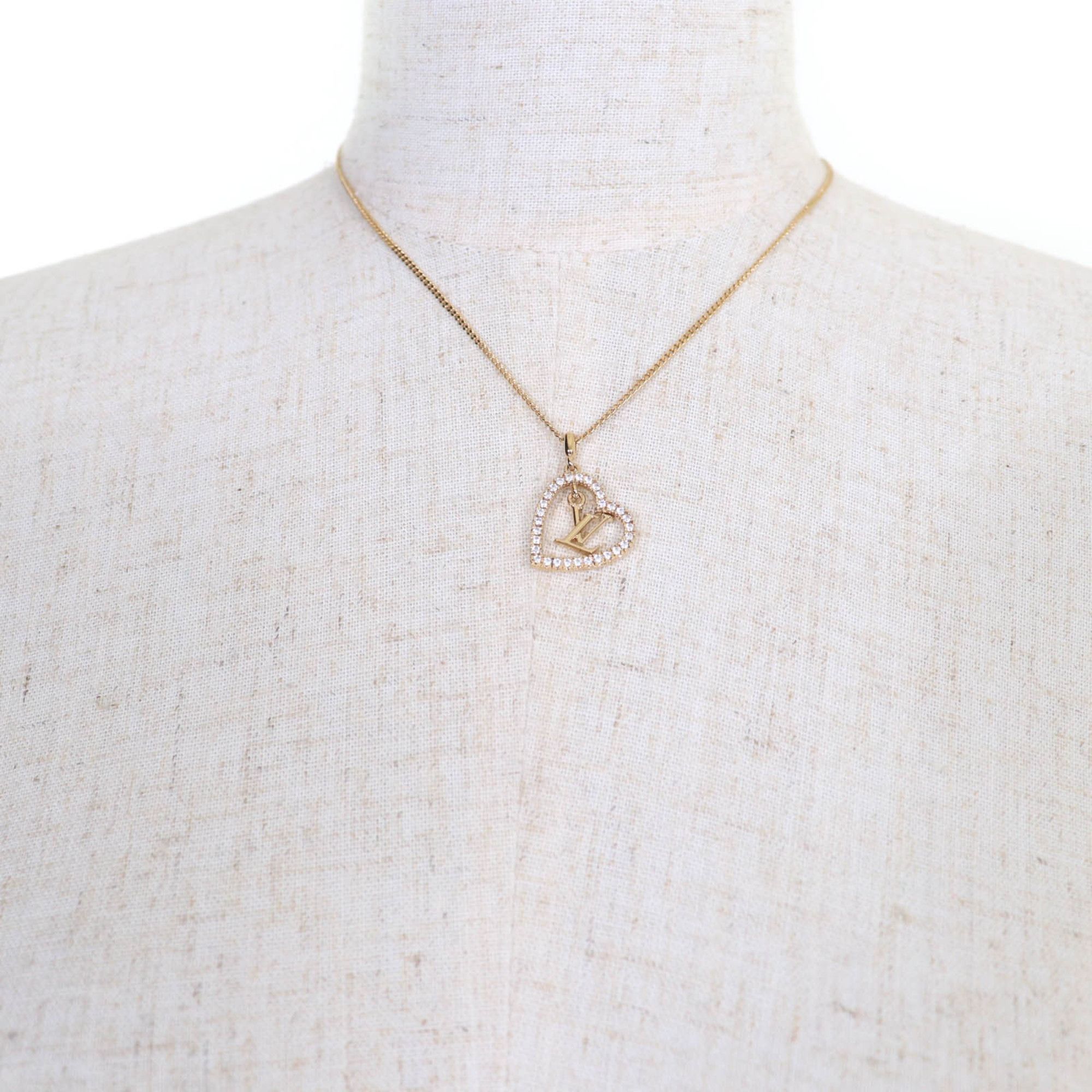 Louis Vuitton LOUIS VUITTON 2024 M02389 My LV Heart Rhinestone Gold Necklace with Box and Dust Bag, Made in Italy, Women's Size ONE SIZE - 4 Thumbnail