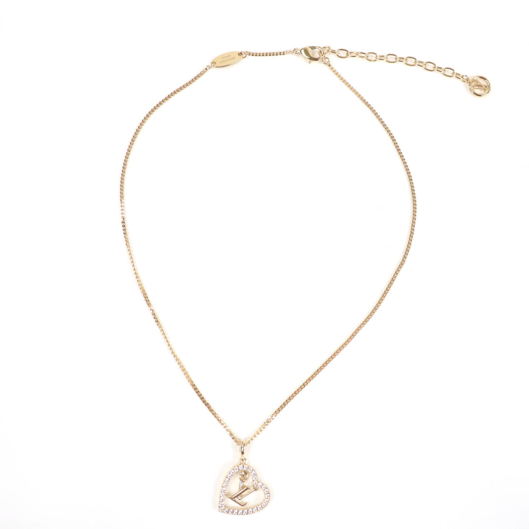 Louis Vuitton LOUIS VUITTON 2024 M02389 My LV Heart Rhinestone Gold Necklace with Box and Dust Bag, Made in Italy, Women's Size ONE SIZE - 3 Thumbnail