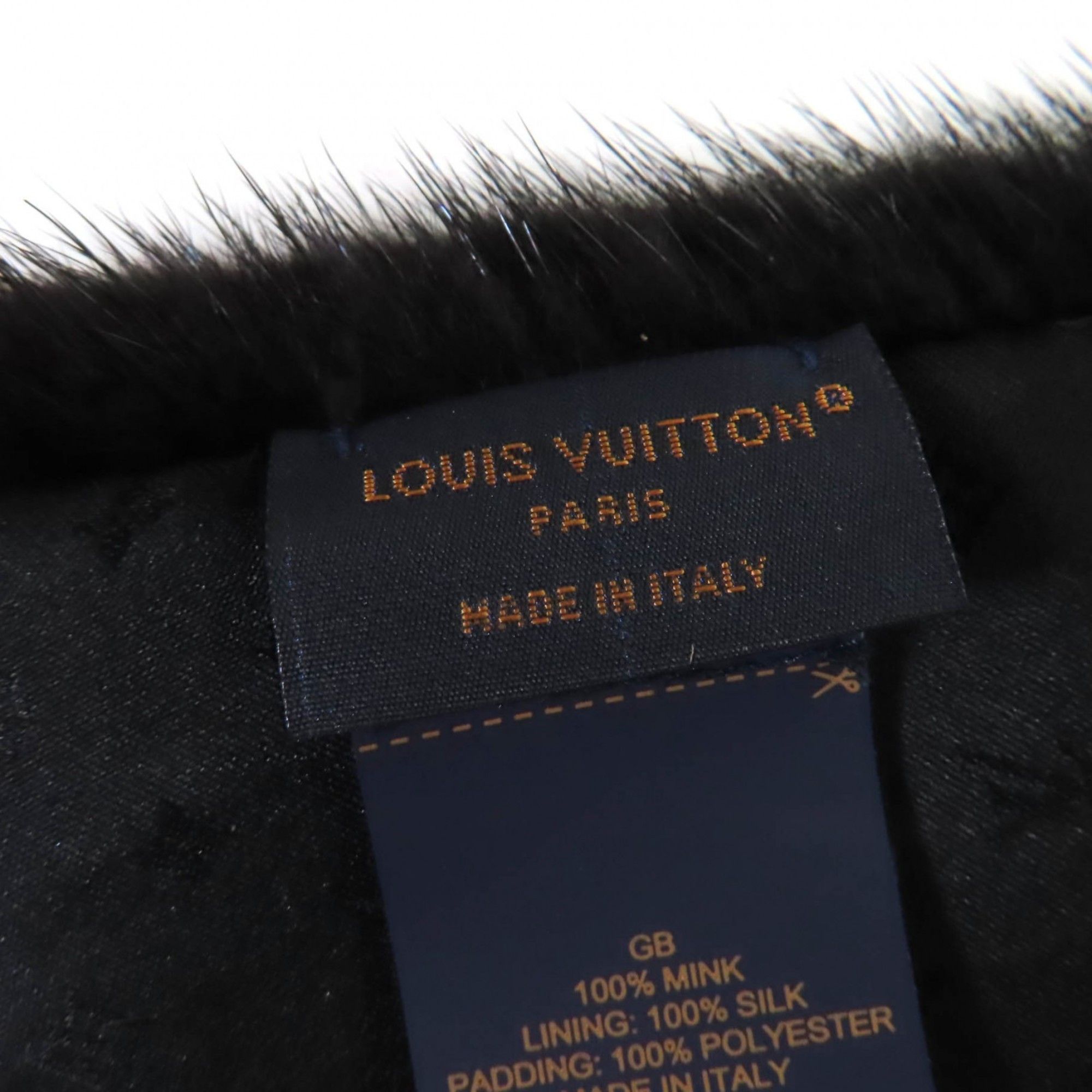 Louis Vuitton LOUIS VUITTON M77866 Echarpe Gaugram LV Logo Mink Fur Scarf/Tippet Shawl in Black and White with Box, Made Italy, Authentic, Women's Size ONE SIZE - 7 Thumbnail