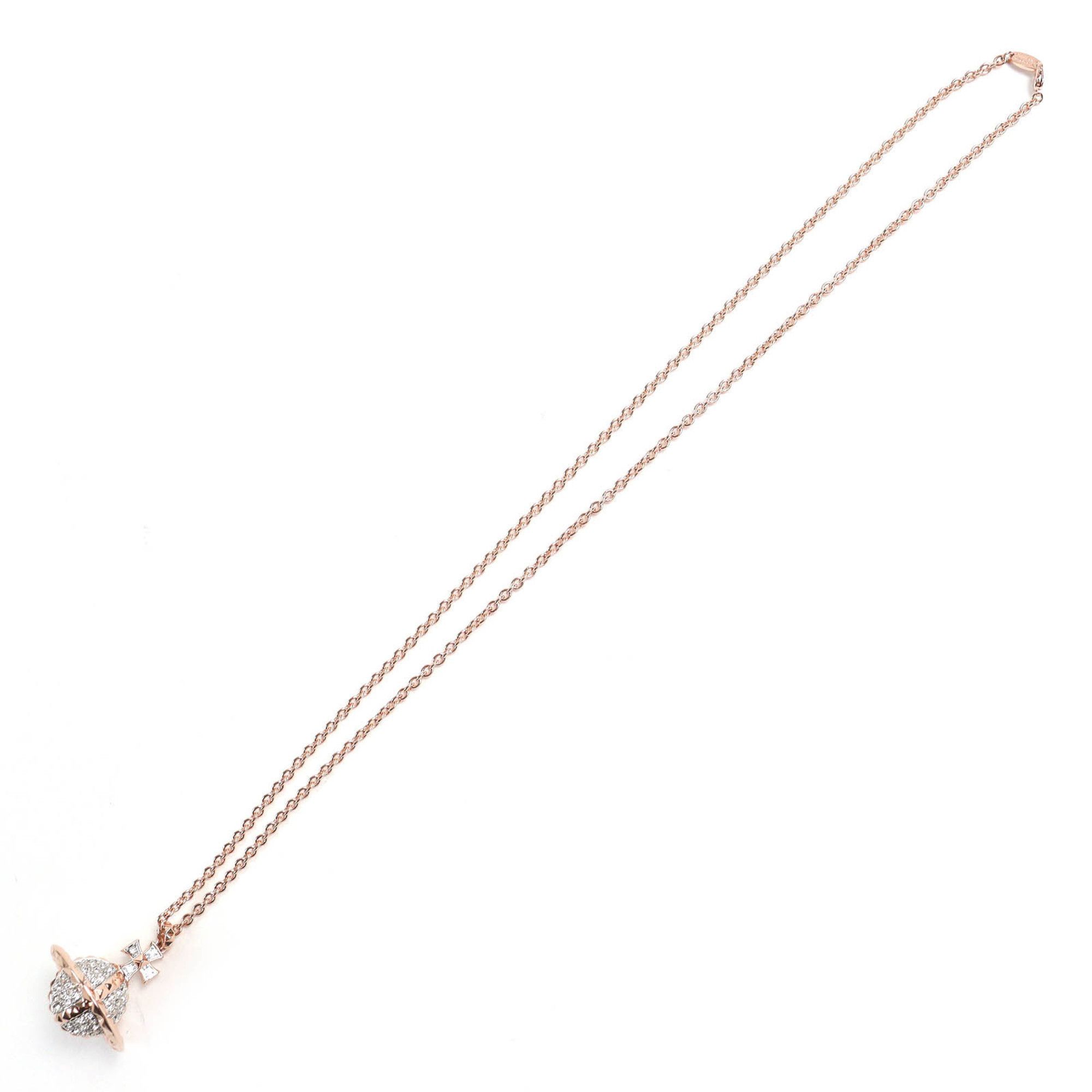 Vivienne Westwood Vivienne Westwood 63020050-G118-M Mayfair Large Orb Pendant Rhinestone Necklace in Pink Gold, Women's, Box and Dust Bag Included Size ONE SIZE - 3 Thumbnail