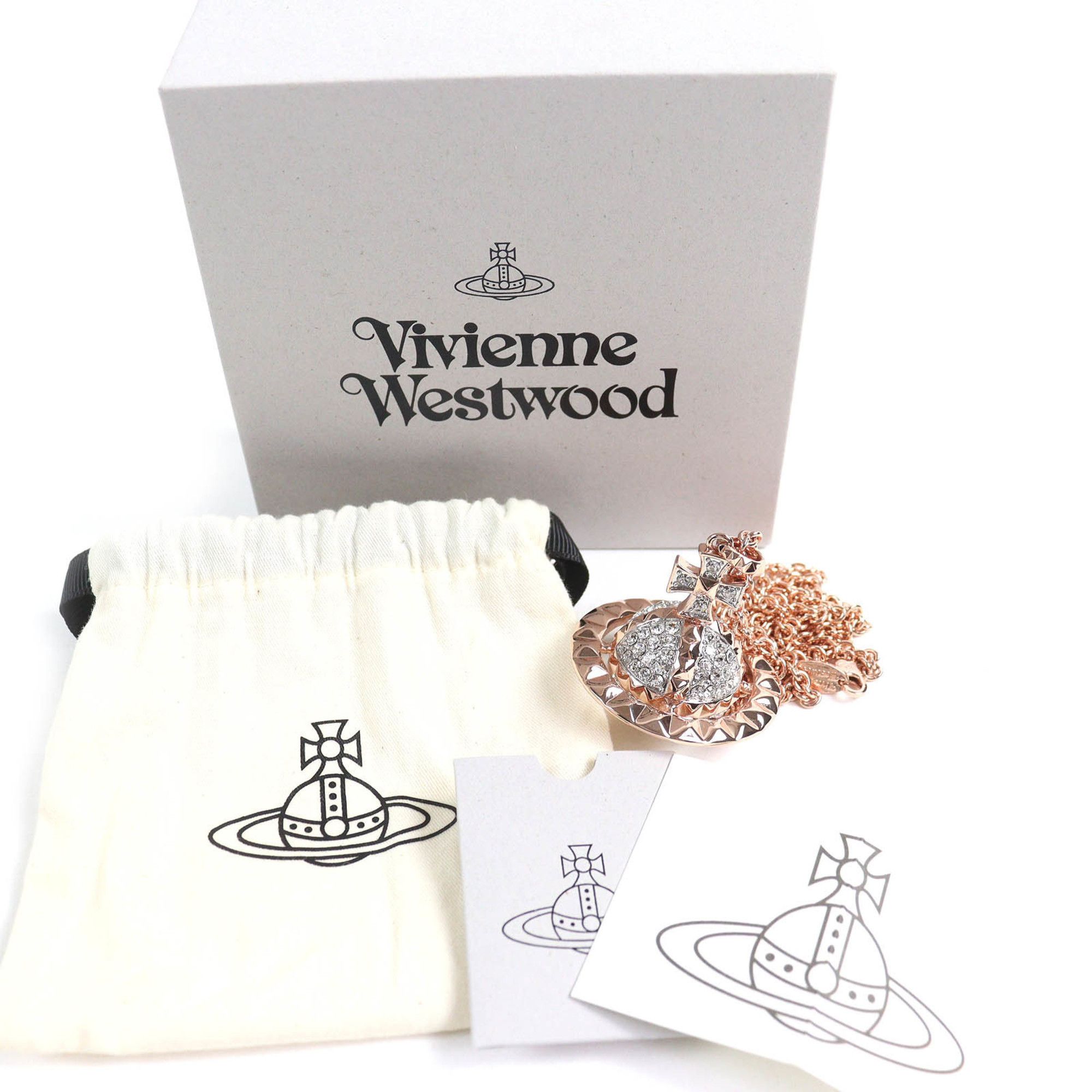 Vivienne Westwood Vivienne Westwood 63020050-G118-M Mayfair Large Orb Pendant Rhinestone Necklace in Pink Gold, Women's, Box and Dust Bag Included Size ONE SIZE - 2 Thumbnail