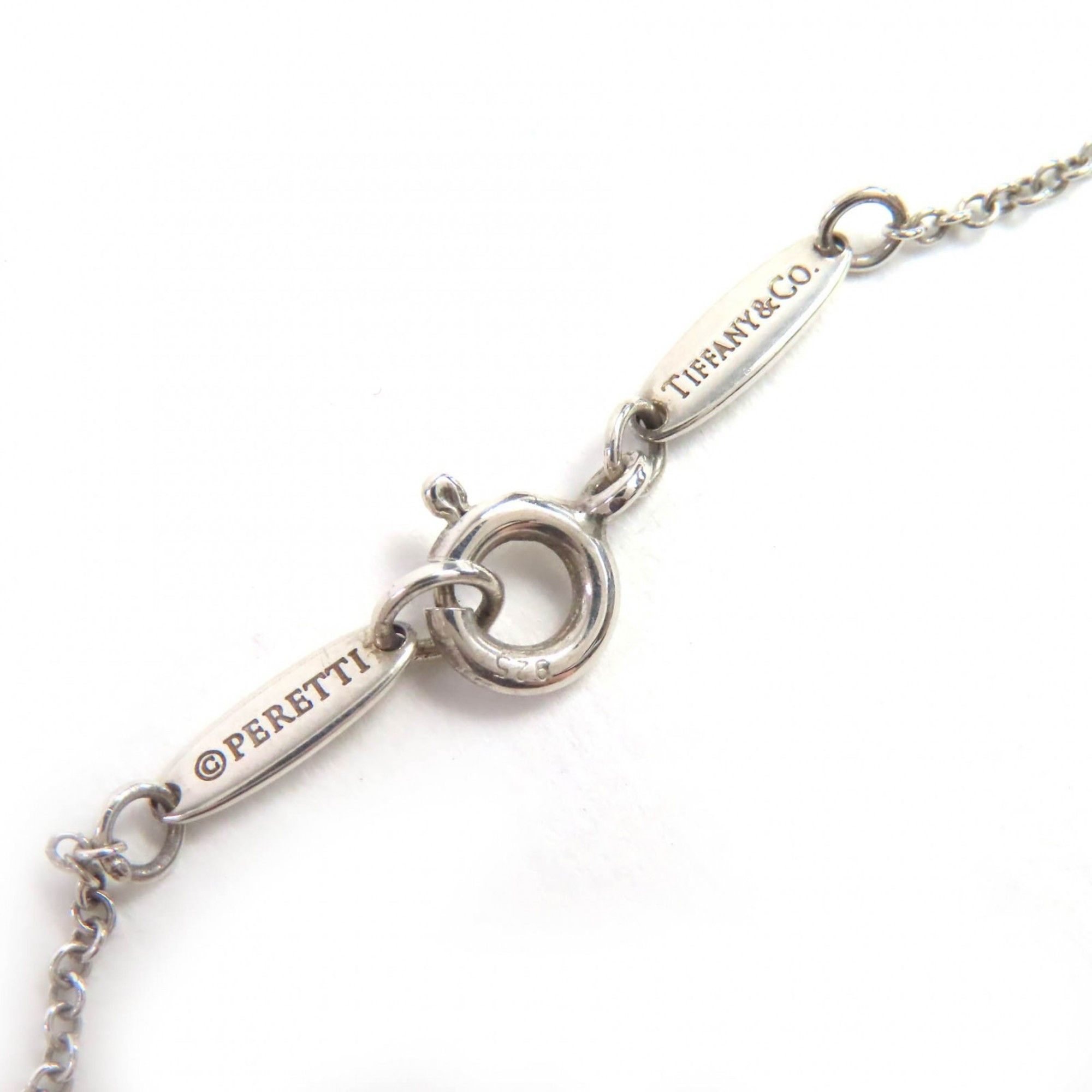 Tiffany & Co. TIFFANY & Co. Tiffany Elsa Peretti Open Heart Pendant Necklace in 925 Sterling Silver with a Pink Sapphire, Made Spain, Weight 3.6g, for Women Size ONE SIZE - 7 Thumbnail