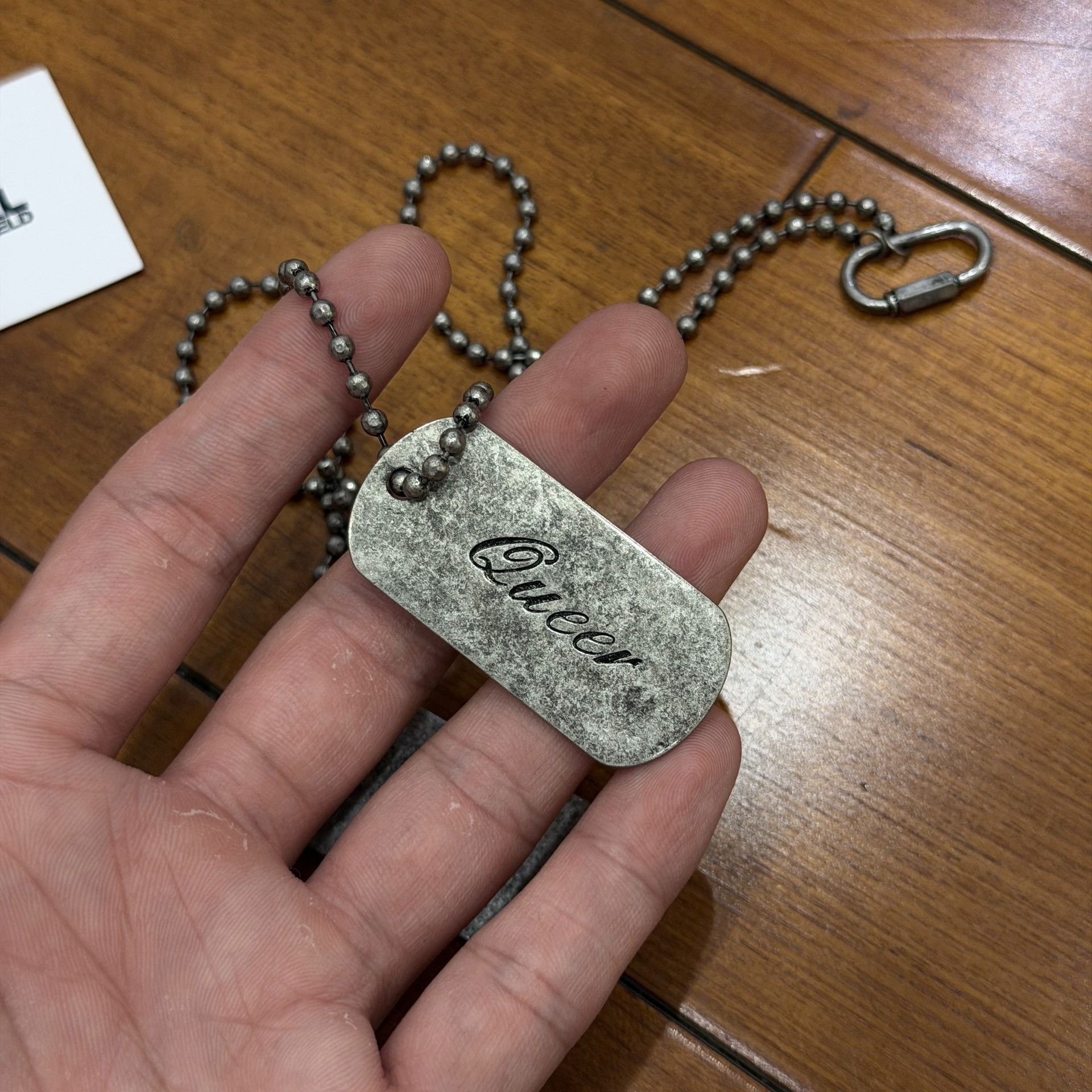 Karl Lagerfeld Karl Lagerfeld x Alled Martinez Distressed Dog Tag Necklace Size ONE SIZE - 3 Thumbnail