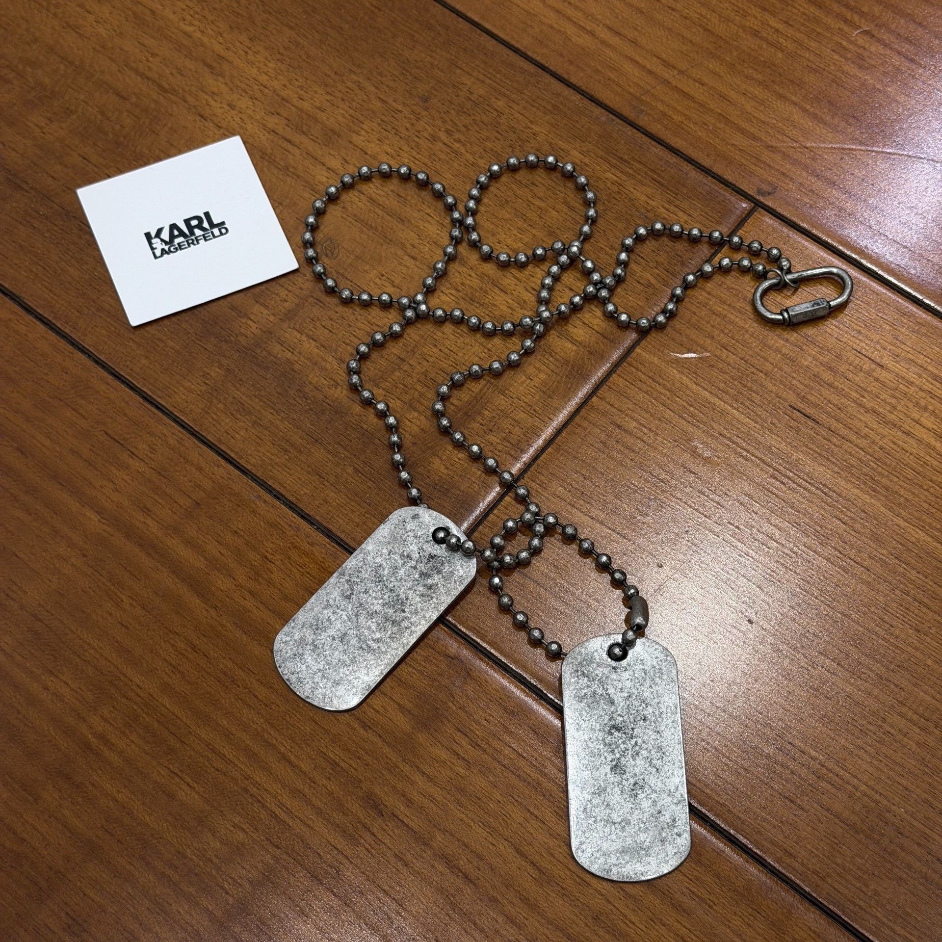 Karl Lagerfeld Karl Lagerfeld x Alled Martinez Distressed Dog Tag Necklace Size ONE SIZE - 2 Thumbnail