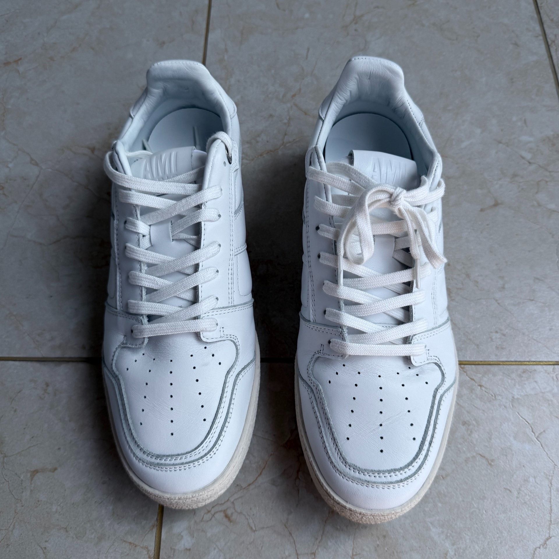 AMI AMI PARIS White Calf Leather Sneakers Size US 8 / EU 41 - 3 Thumbnail