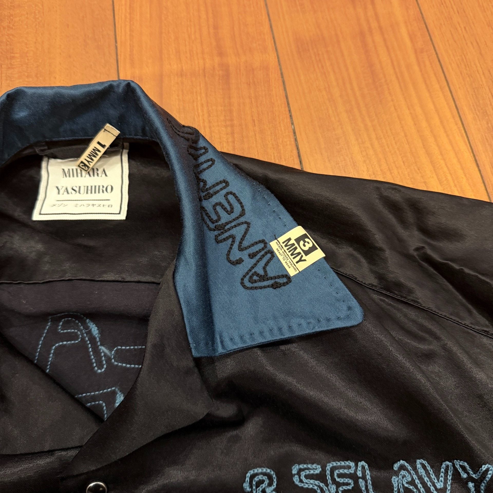 Maison MIHARA YASUHIRO Maison Mihara MMY Silk Black Blue Jacket Size US L / EU 52-54 / 3 - 4 Thumbnail