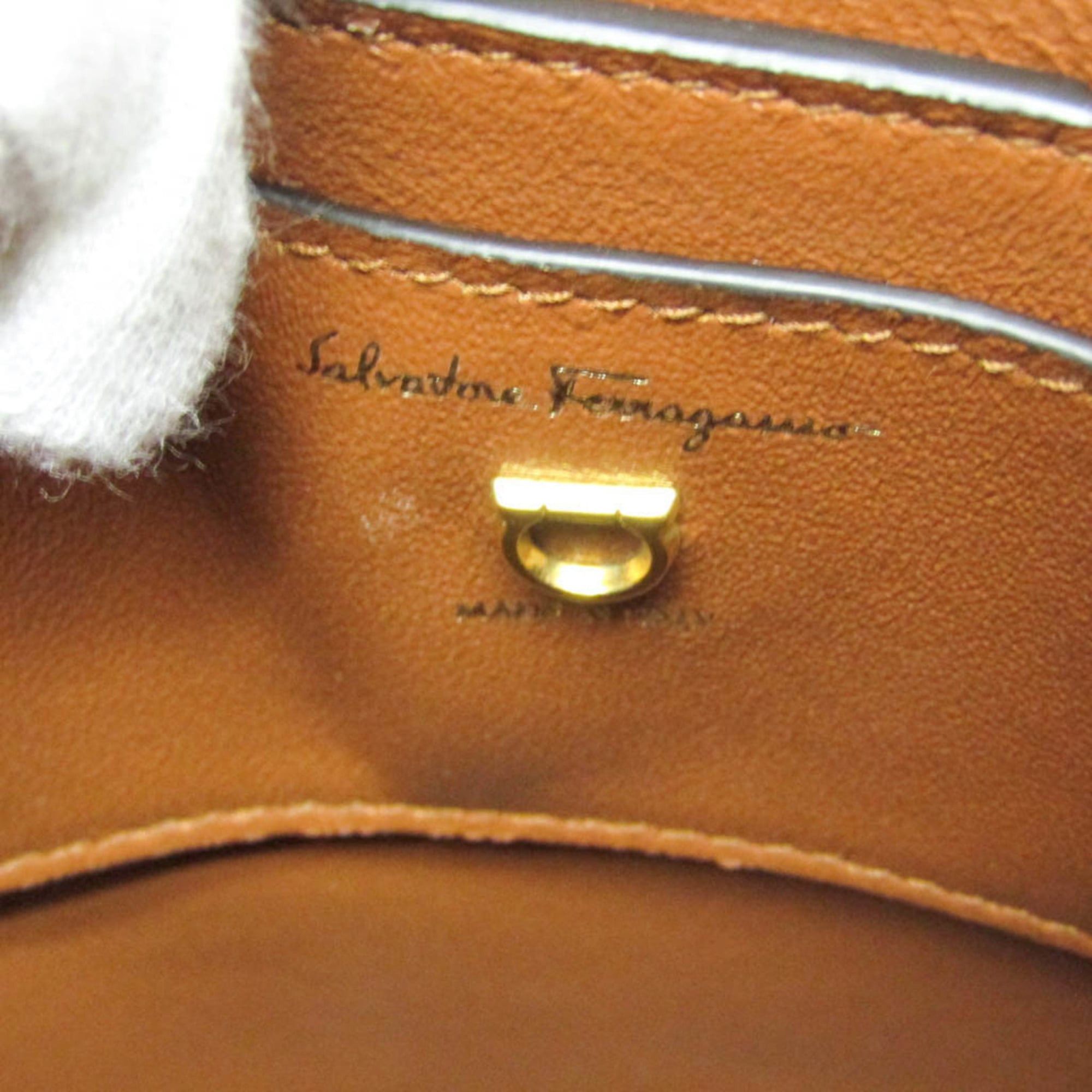 Salvatore Ferragamo Salvatore Ferragamo Gancini Trifoglio Bucket DH-21 1194 Women's Leather Handbag,Shoulder Bag Brown Size ONE SIZE - 12 Thumbnail