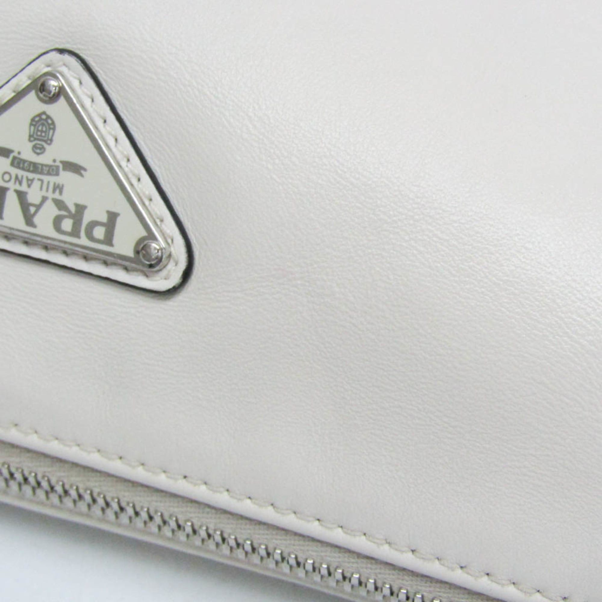Prada Prada Triangle Shoulder Bag 2VH155 Men,Women Leather Shoulder Bag White Size ONE SIZE - 7 Thumbnail