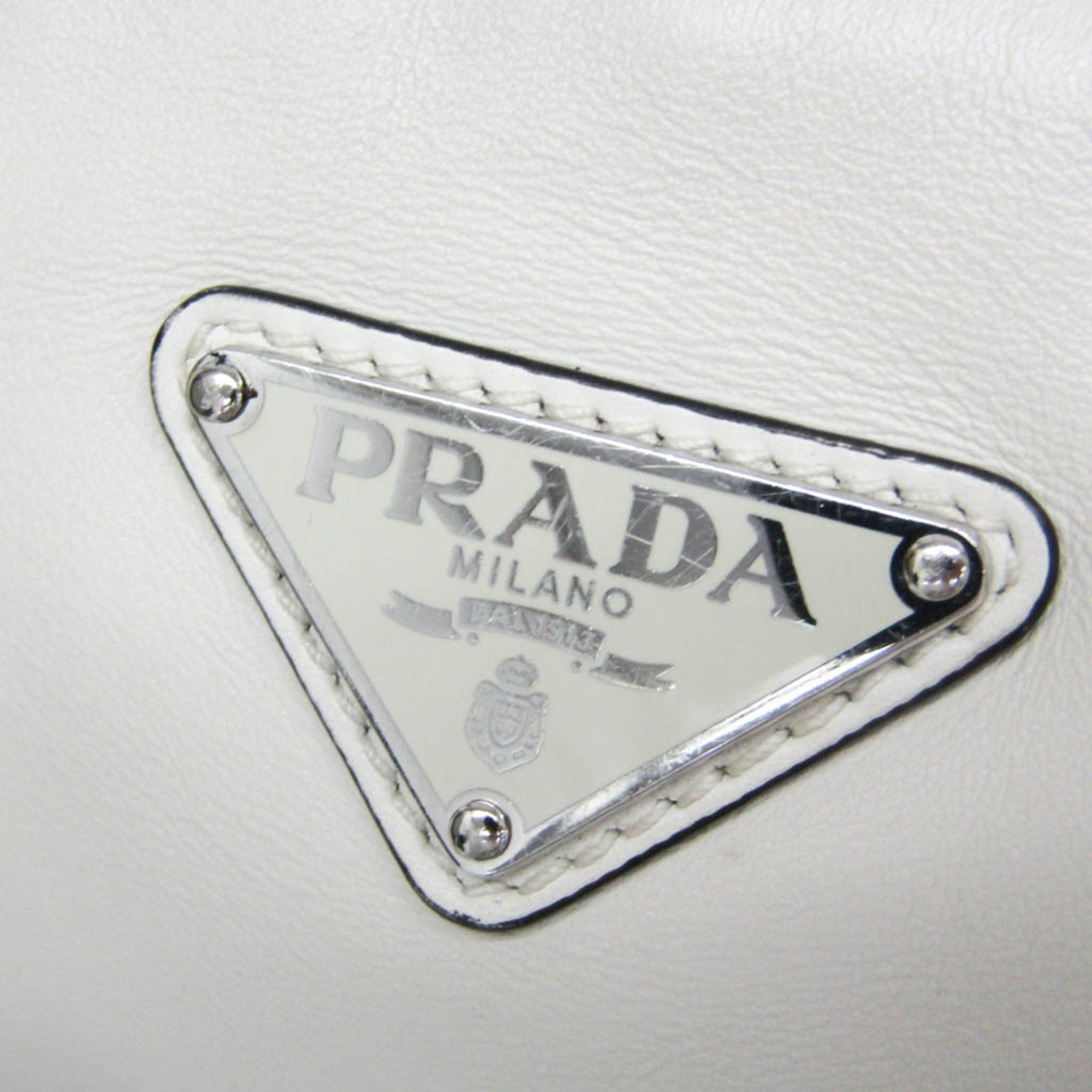 Prada Prada Triangle Shoulder Bag 2VH155 Men,Women Leather Shoulder Bag White Size ONE SIZE - 12 Thumbnail