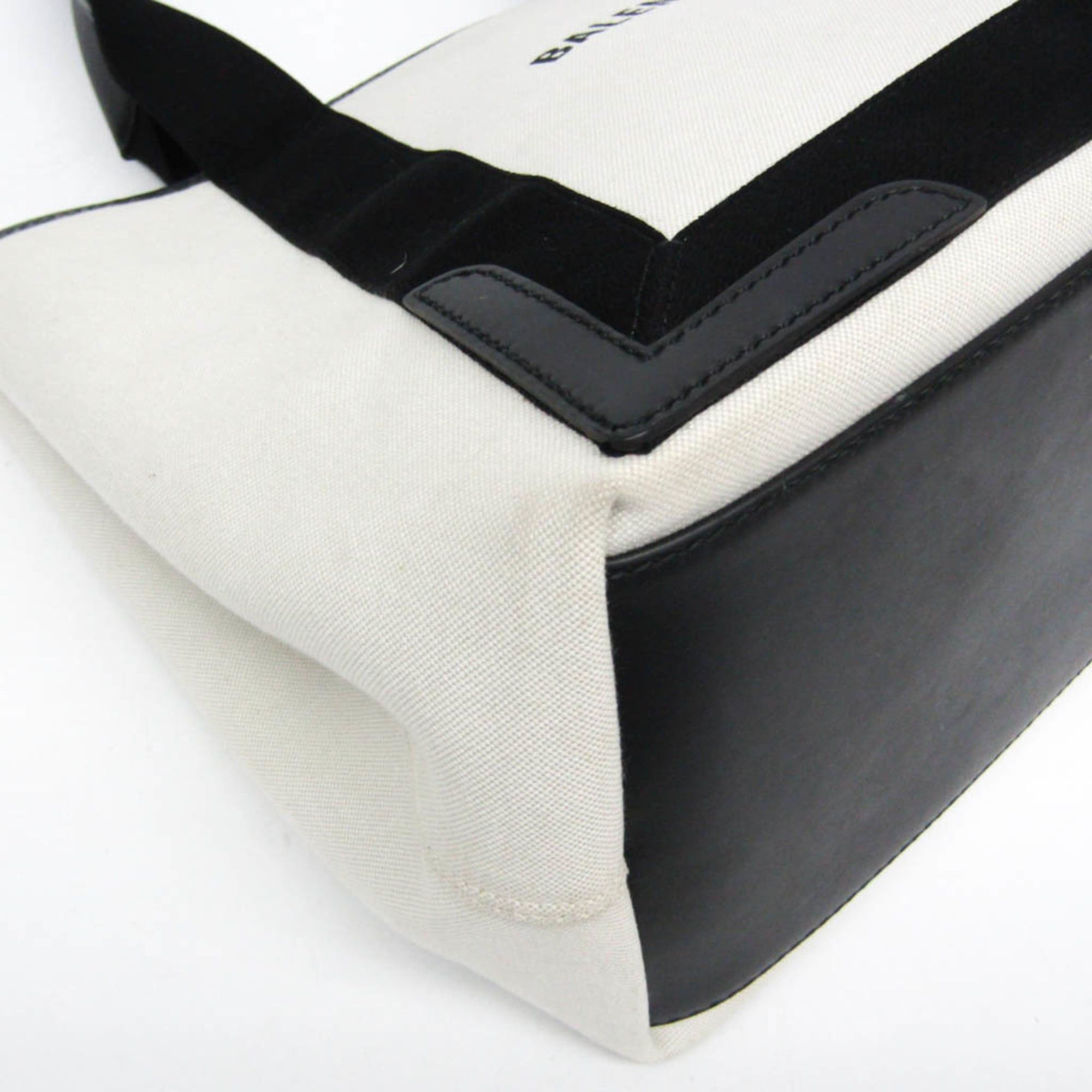 Balenciaga Balenciaga NAVY CABAS M 581292 Women's Leather,Canvas Tote Bag Black,Off-white Size ONE SIZE - 5 Thumbnail