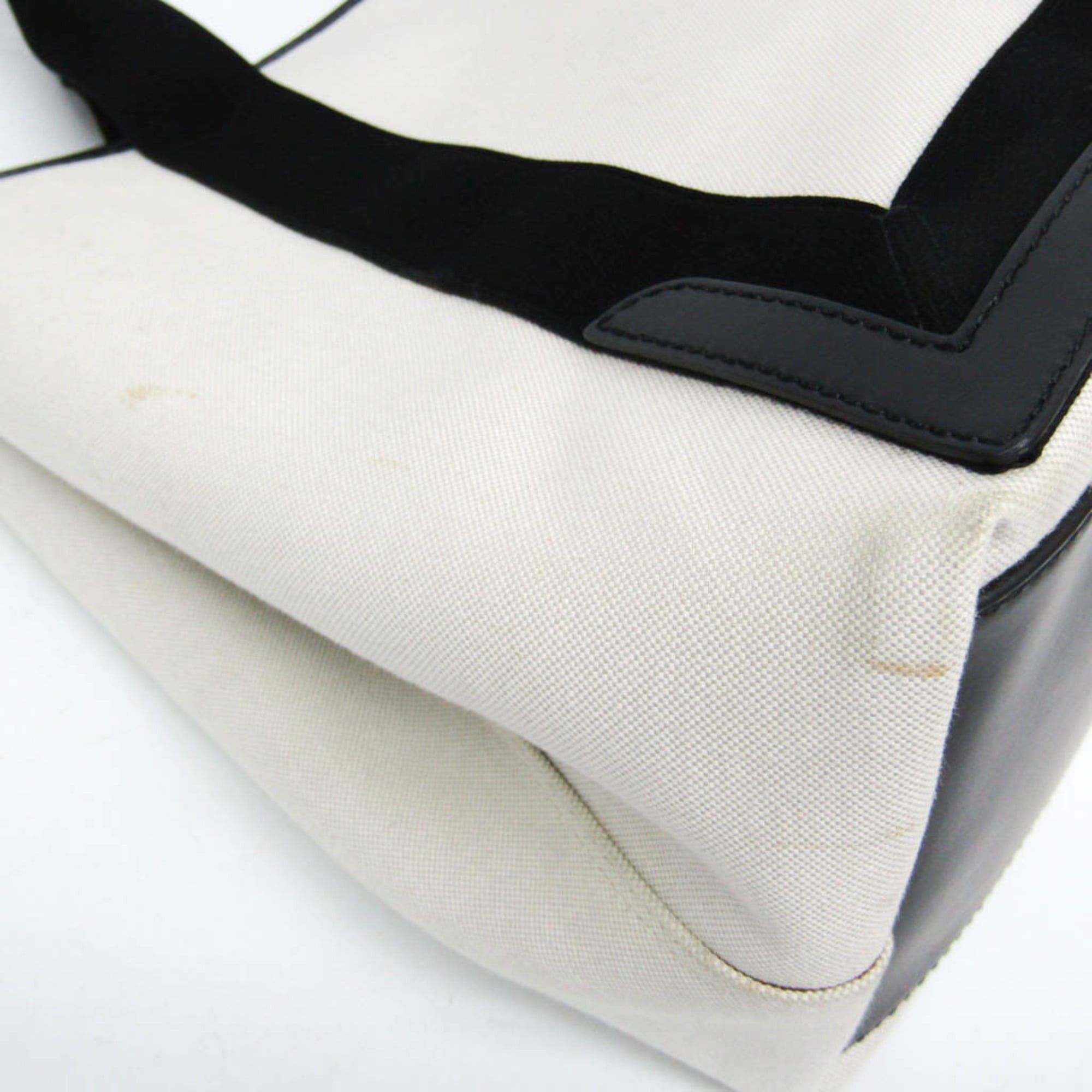 Balenciaga Balenciaga NAVY CABAS M 581292 Women's Leather,Canvas Tote Bag Black,Off-white Size ONE SIZE - 4 Thumbnail