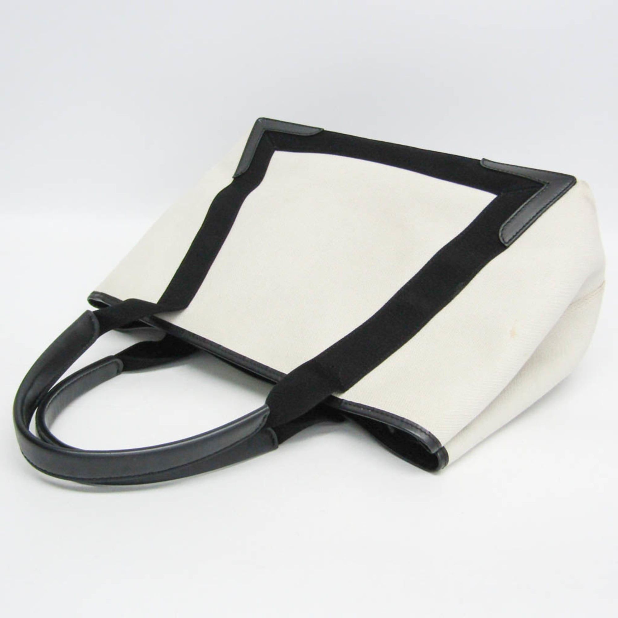 Balenciaga Balenciaga NAVY CABAS M 581292 Women's Leather,Canvas Tote Bag Black,Off-white Size ONE SIZE - 6 Thumbnail