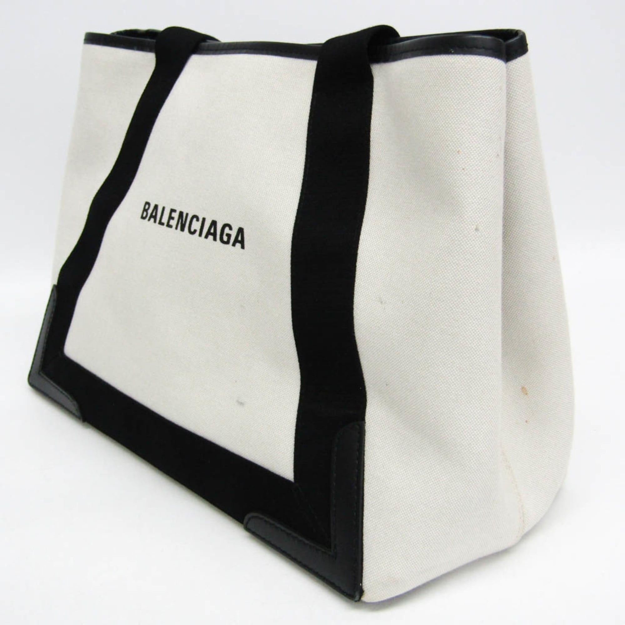 Balenciaga Balenciaga NAVY CABAS M 581292 Women's Leather,Canvas Tote Bag Black,Off-white Size ONE SIZE - 8 Thumbnail