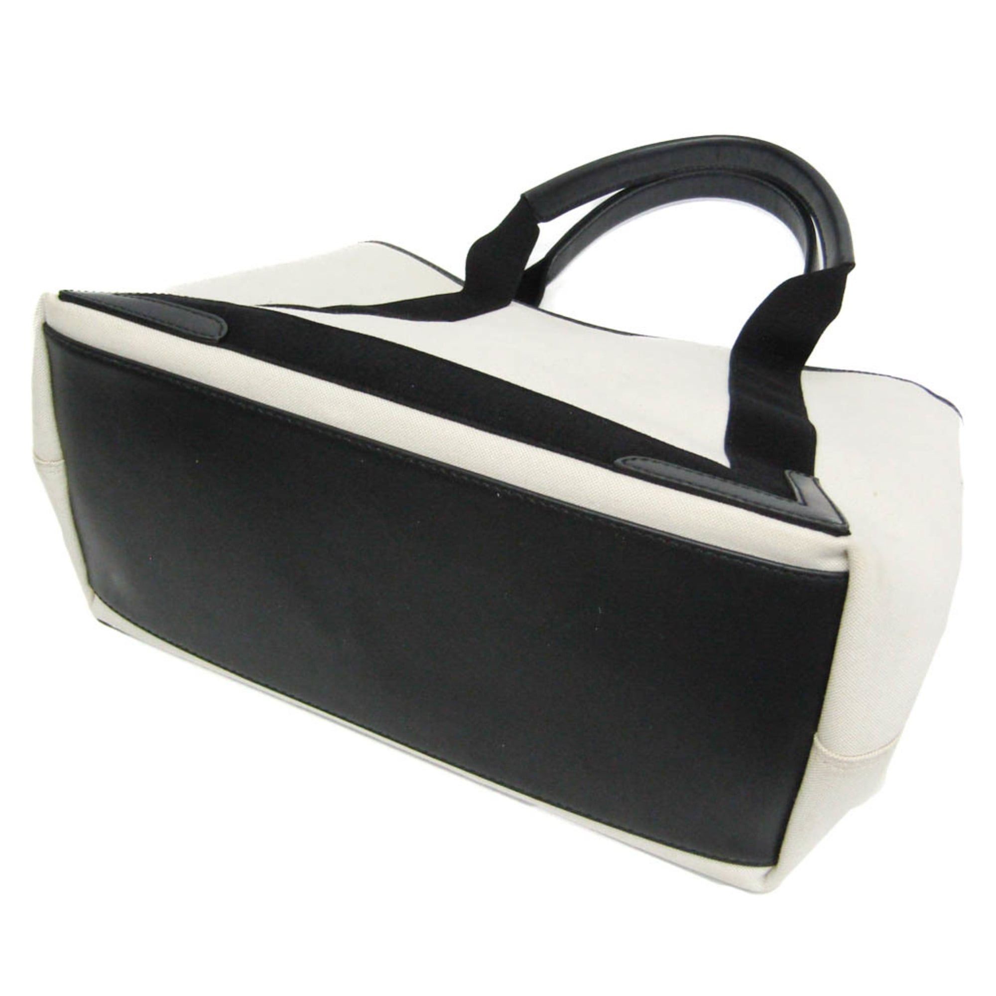 Balenciaga Balenciaga NAVY CABAS M 581292 Women's Leather,Canvas Tote Bag Black,Off-white Size ONE SIZE - 2 Thumbnail