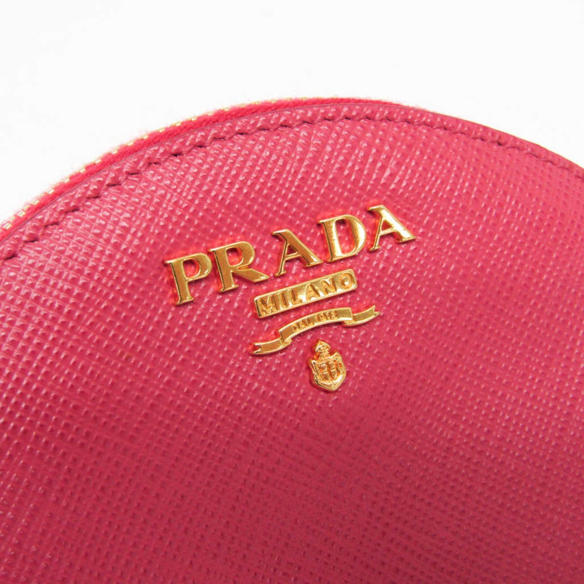 Prada Prada Saffiano Mini Pouch With Key Ring Women's Leather Coin Purse/coin Case Pink Size ONE SIZE - 7 Thumbnail