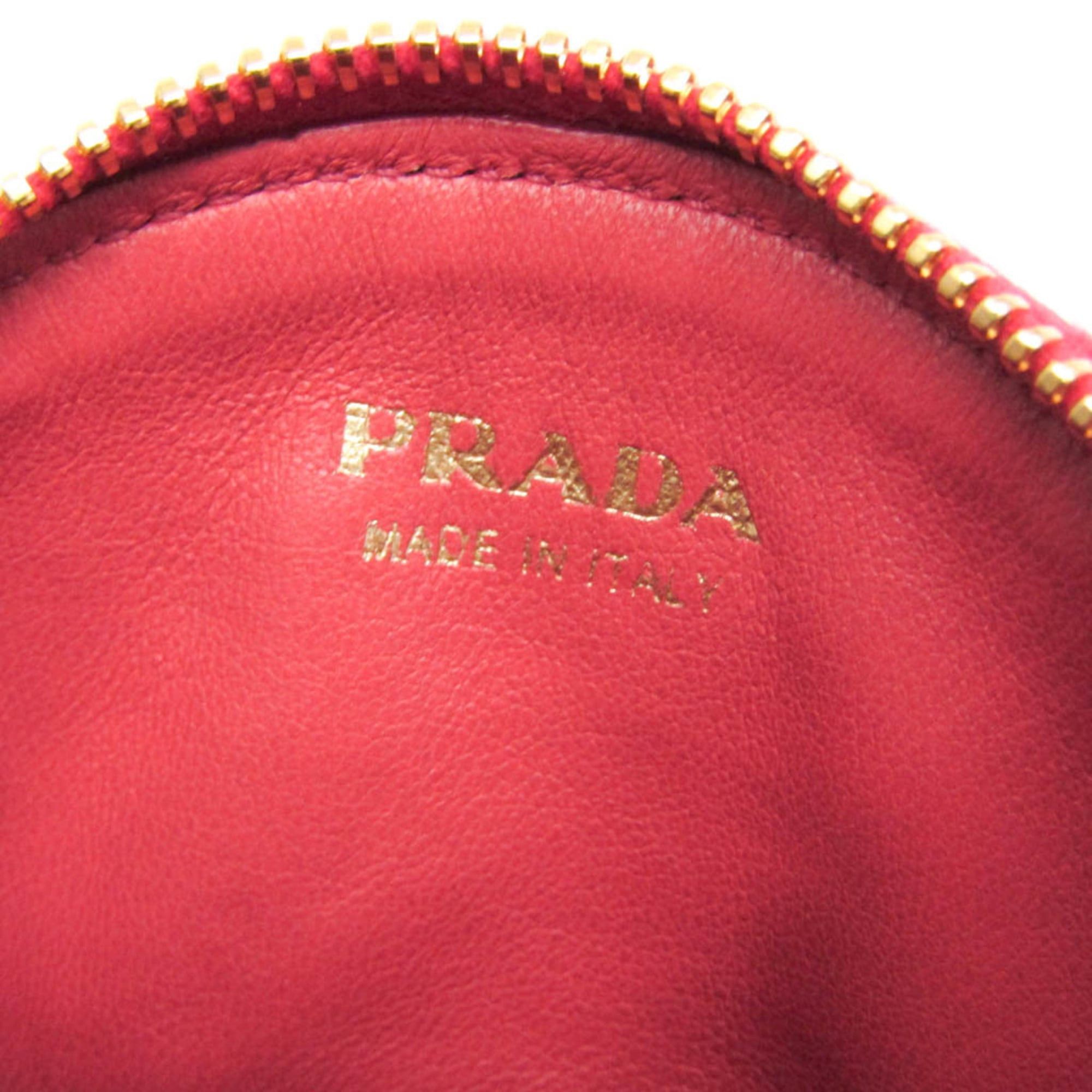 Prada Prada Saffiano Mini Pouch With Key Ring Women's Leather Coin Purse/coin Case Pink Size ONE SIZE - 12 Thumbnail