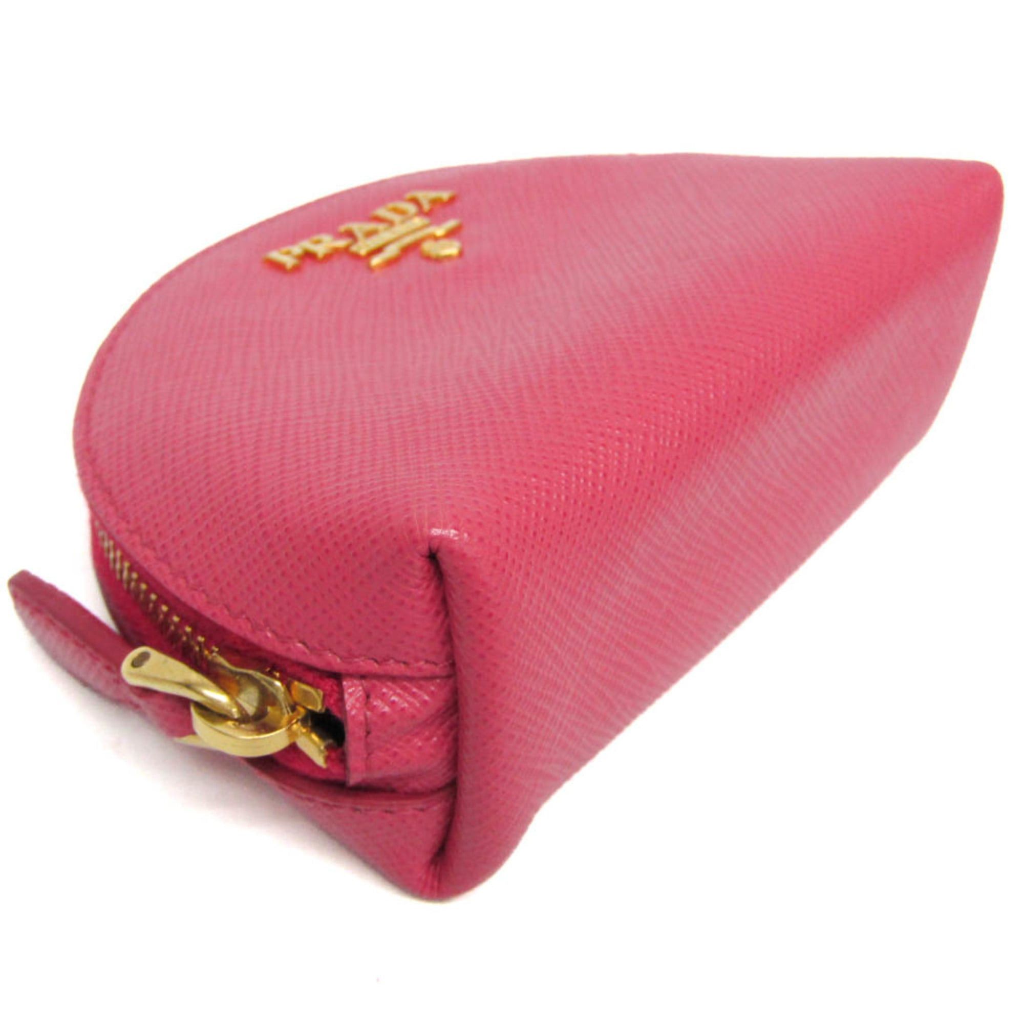 Prada Prada Saffiano Mini Pouch With Key Ring Women's Leather Coin Purse/coin Case Pink Size ONE SIZE - 4 Thumbnail