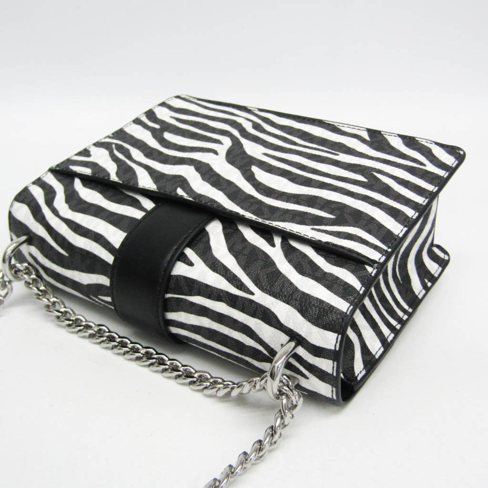 Michael Kors Michael Kors GREENWICH 35S5SGRC1V Women's PVC,Leather Shoulder Bag Black,White Size ONE SIZE - 5 Thumbnail