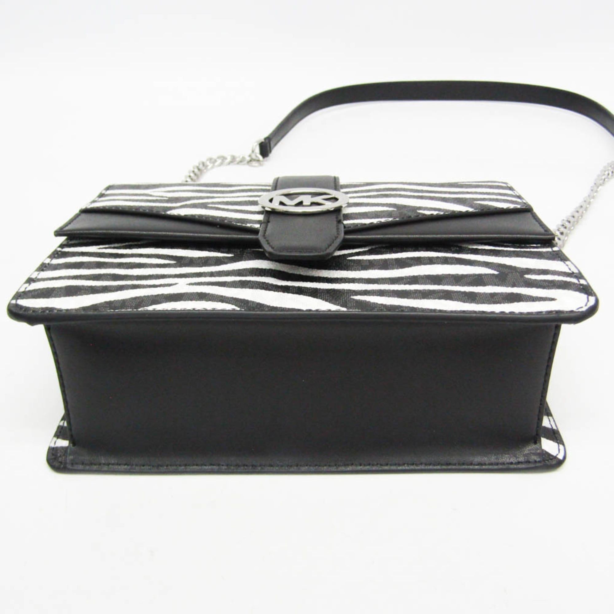 Michael Kors Michael Kors GREENWICH 35S5SGRC1V Women's PVC,Leather Shoulder Bag Black,White Size ONE SIZE - 4 Thumbnail