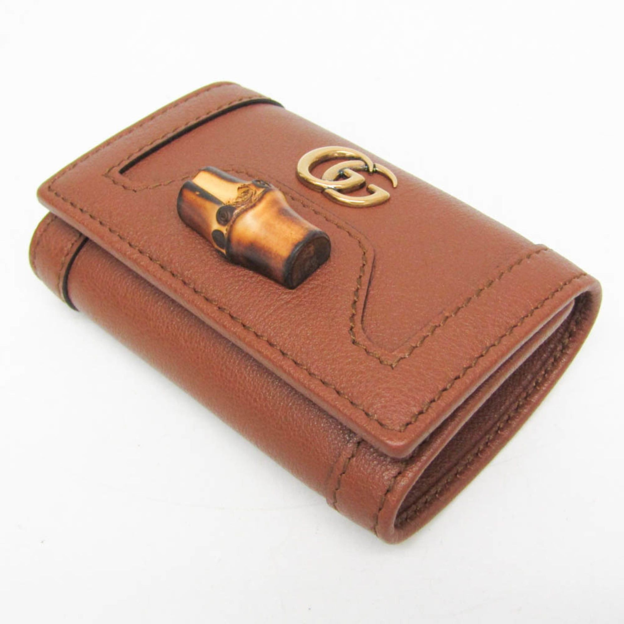 Gucci Gucci Bamboo Diana 658636 Women's Leather Key Case Brown Size ONE SIZE - 5 Thumbnail