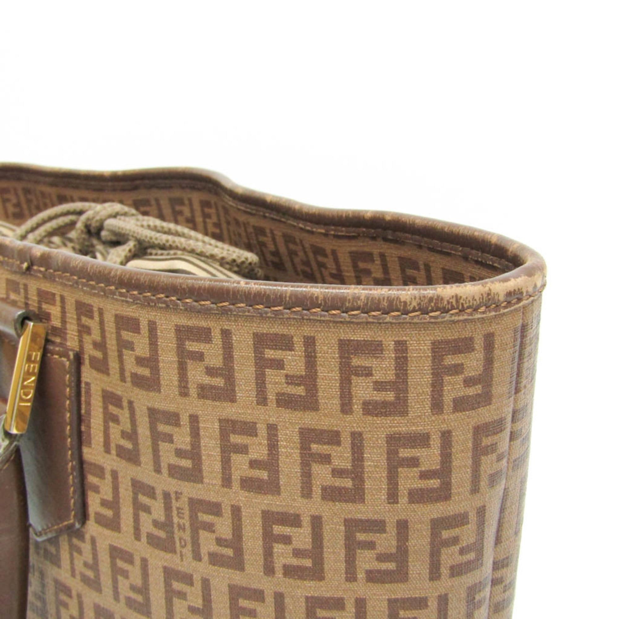 Fendi Fendi Zucchino 8BH240 Women's Leather,PVC Tote Bag Brown,Light Brown Size ONE SIZE - 6 Thumbnail