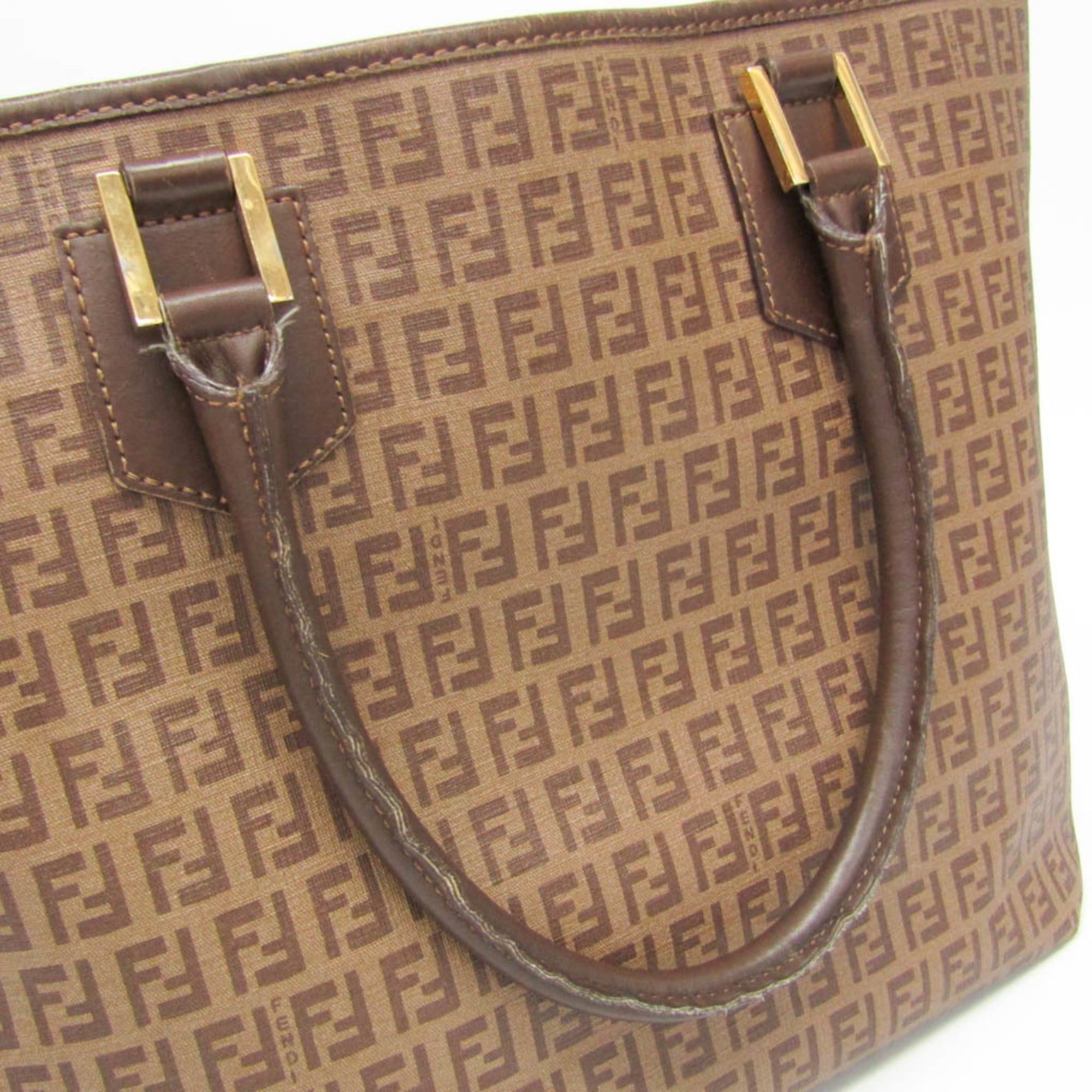 Fendi Fendi Zucchino 8BH240 Women's Leather,PVC Tote Bag Brown,Light Brown Size ONE SIZE - 9 Thumbnail