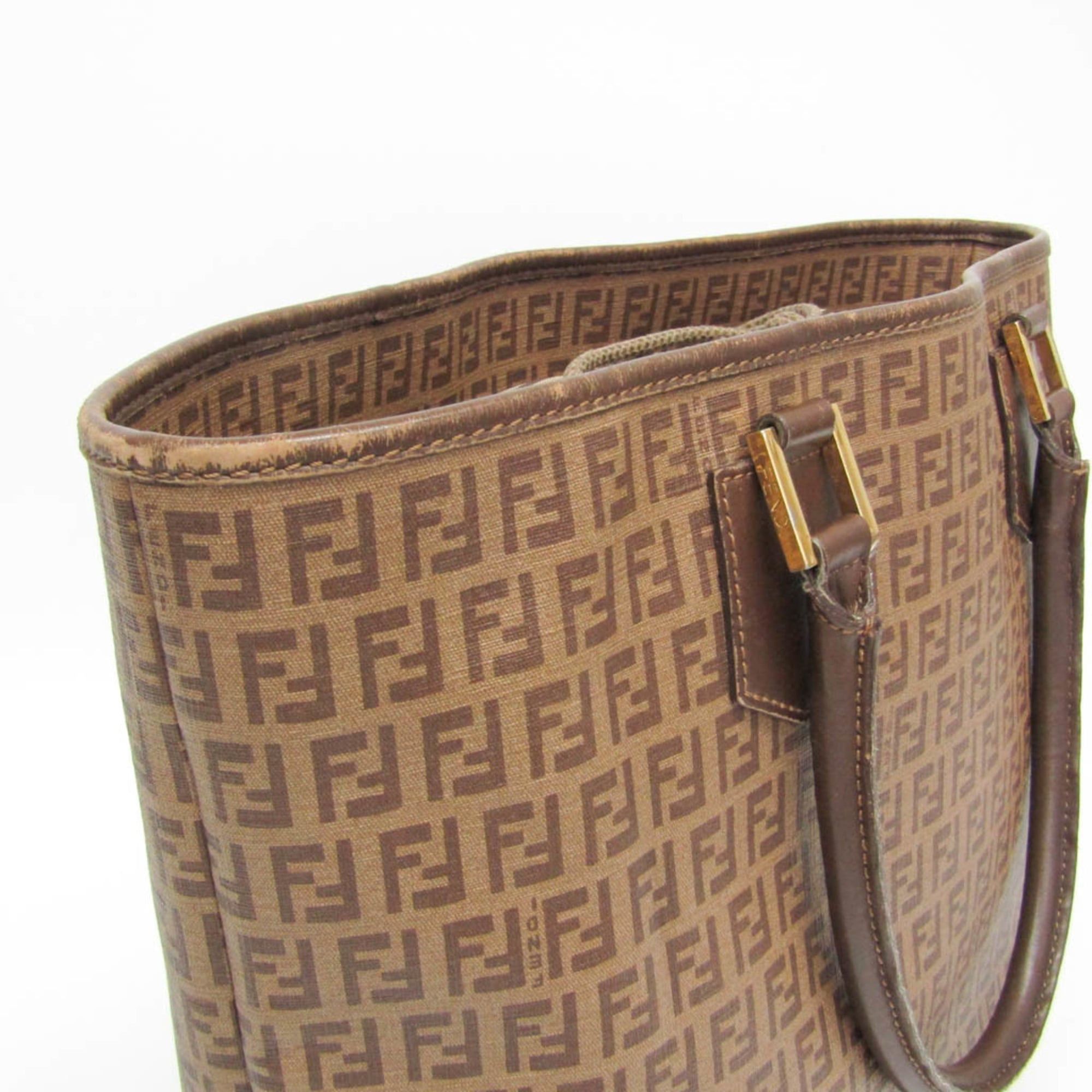 Fendi Fendi Zucchino 8BH240 Women's Leather,PVC Tote Bag Brown,Light Brown Size ONE SIZE - 8 Thumbnail
