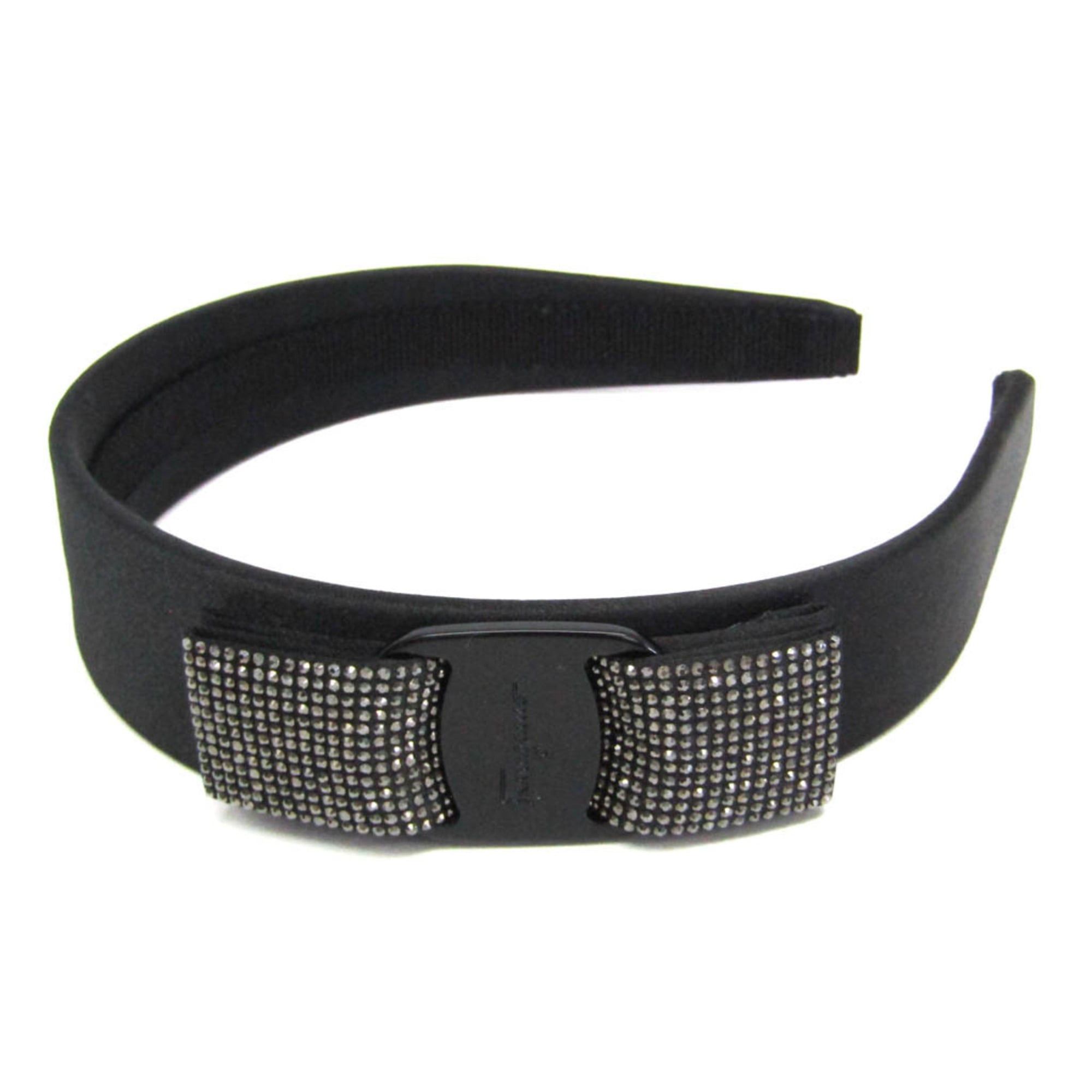 Salvatore Ferragamo Salvatore Ferragamo Vara Rhinestone Metal,Satin Women's Alice Band Black Size ONE SIZE - 4 Thumbnail