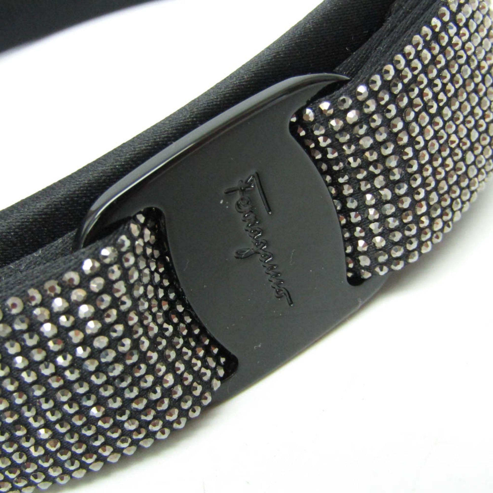 Salvatore Ferragamo Salvatore Ferragamo Vara Rhinestone Metal,Satin Women's Alice Band Black Size ONE SIZE - 9 Thumbnail
