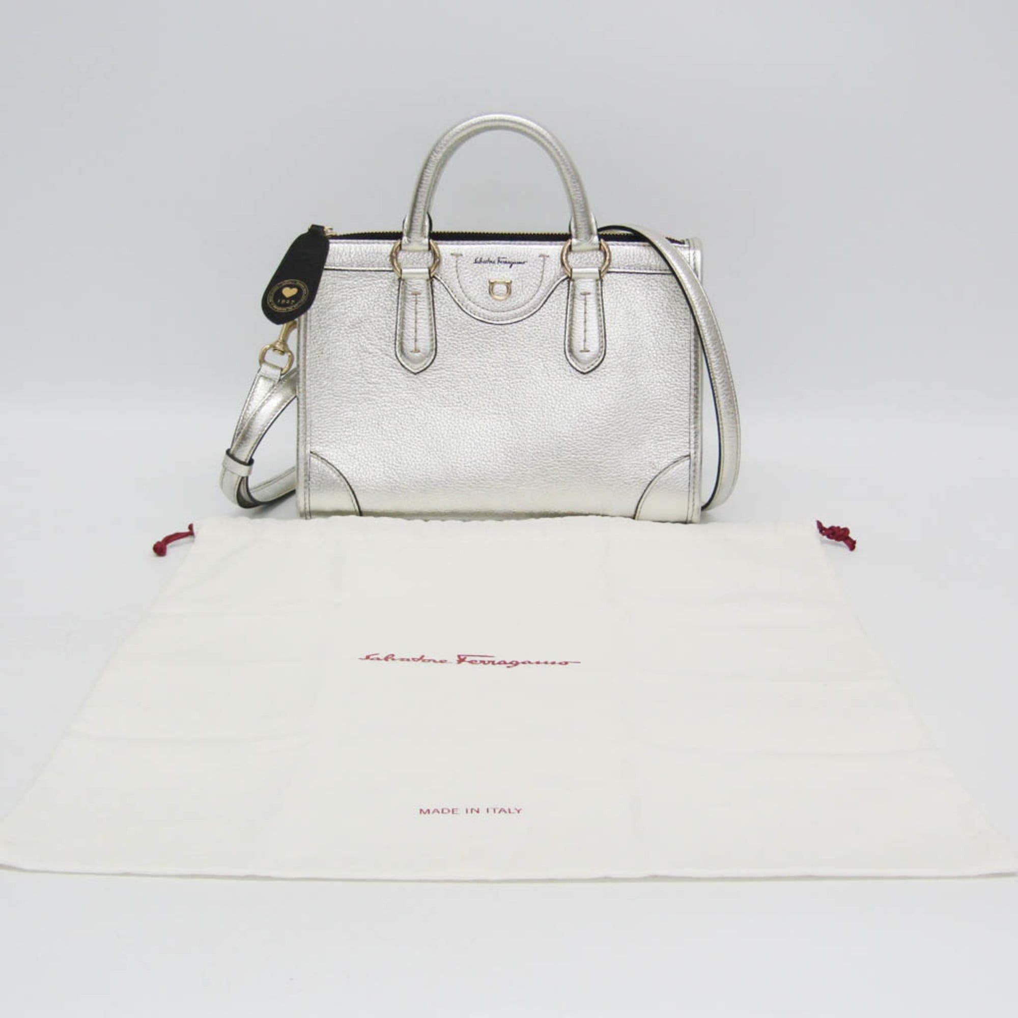 Salvatore Ferragamo Salvatore Ferragamo Gancini 21 0388 Women's Leather Handbag,Shoulder Bag Silver Size ONE SIZE - 2 Thumbnail