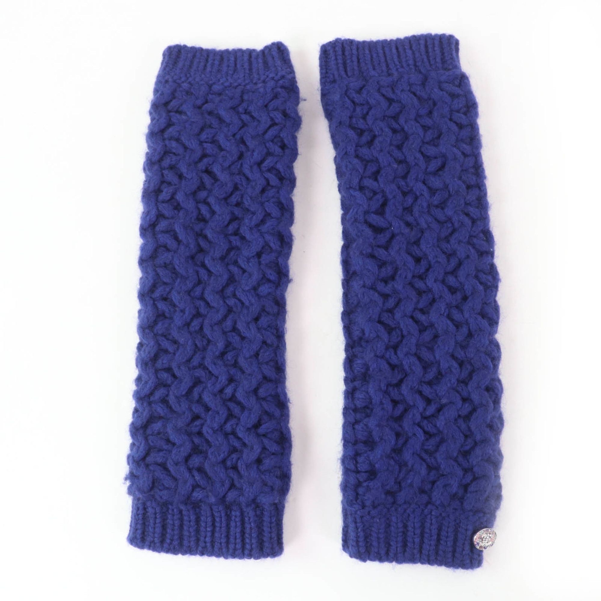 Chanel CHANEL P72987K10476 Coco Mark Knit Neck Warmer and Arm Set, Blue, Size Small, Made in Italy, Authentic, Women's Size ONE SIZE - 4 Thumbnail