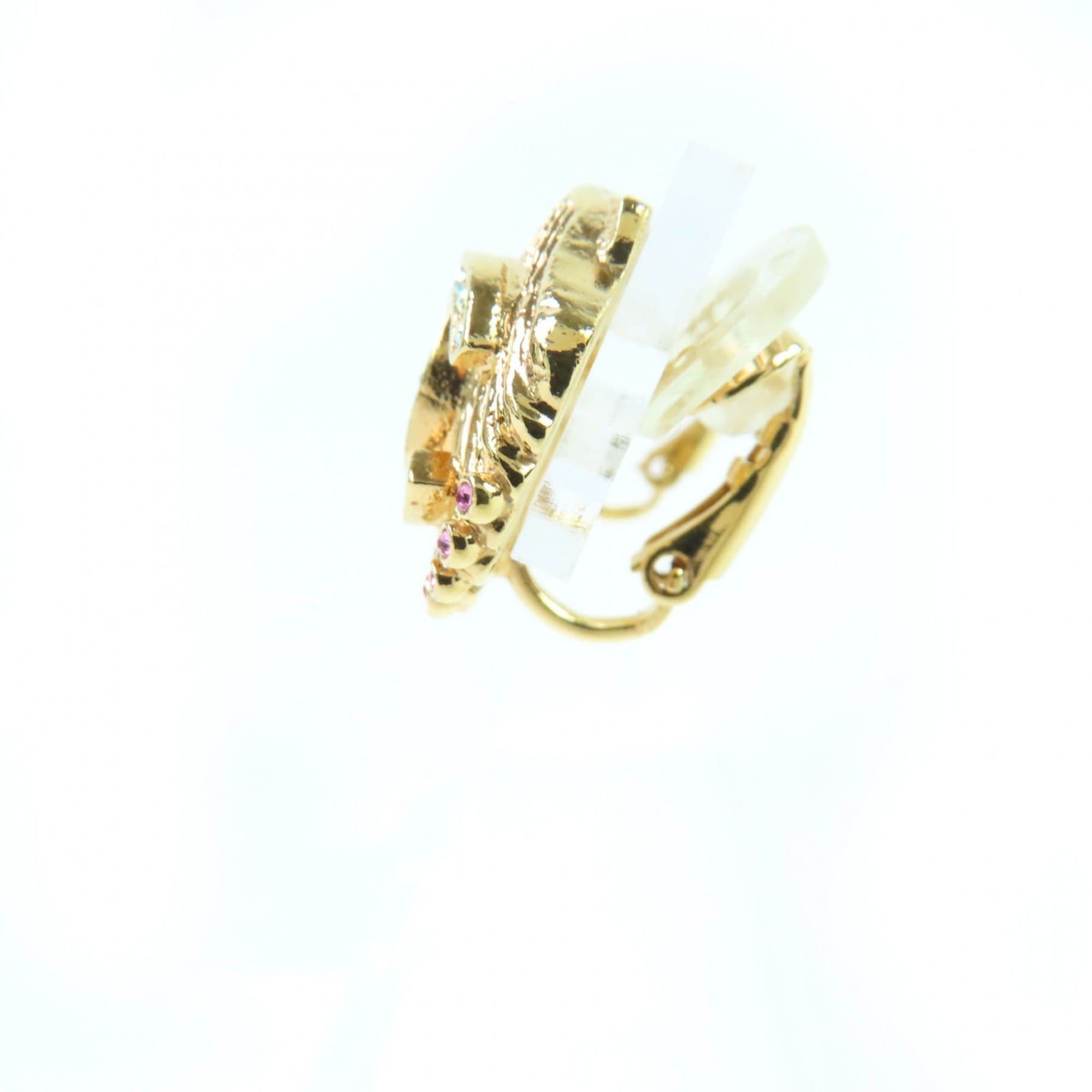 Chanel CHANEL G23C Coco Mark Rhinestone Shell Design Earrings, Gold, with Box, Made in France, Women's Size ONE SIZE - 3 Thumbnail