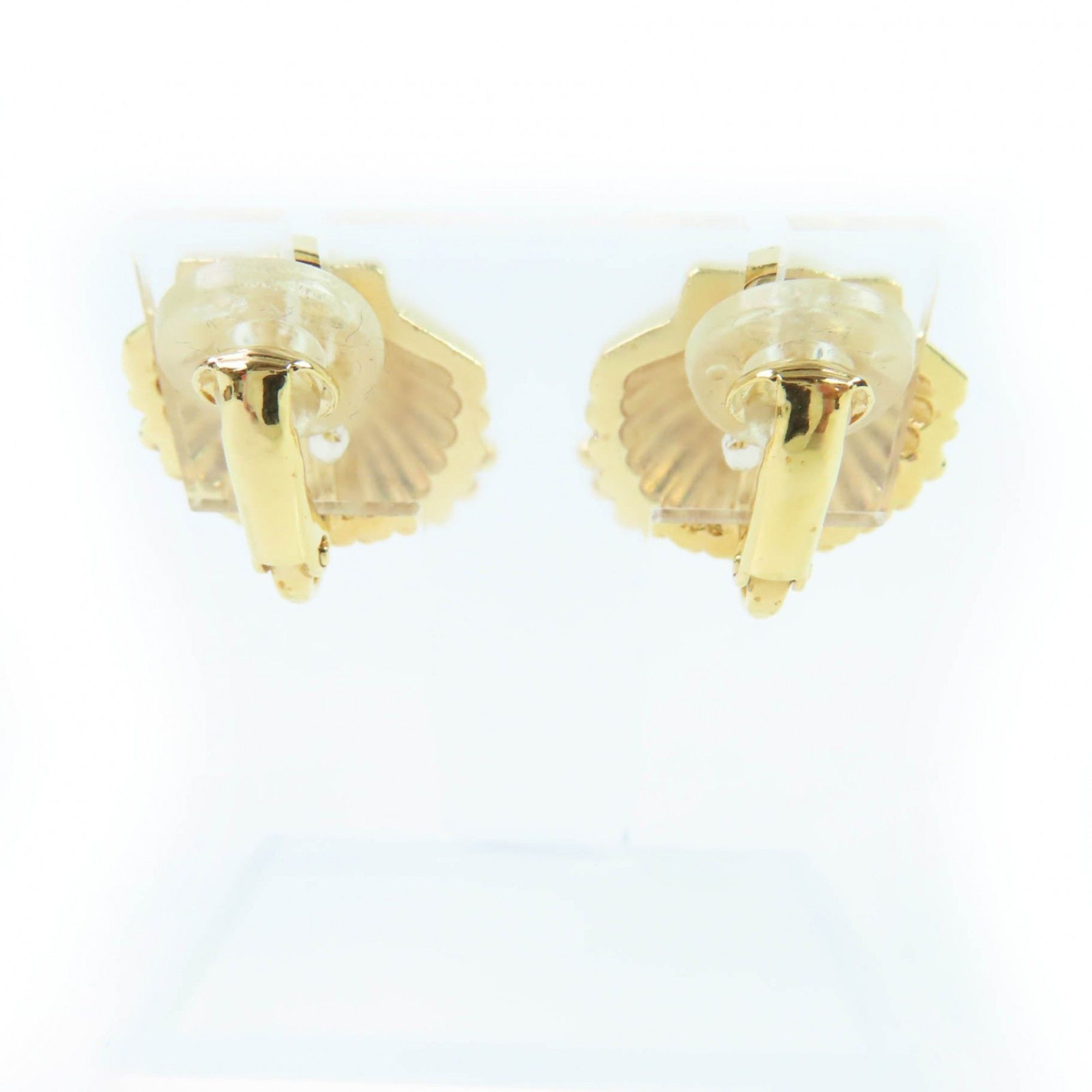 Chanel CHANEL G23C Coco Mark Rhinestone Shell Design Earrings, Gold, with Box, Made in France, Women's Size ONE SIZE - 4 Thumbnail