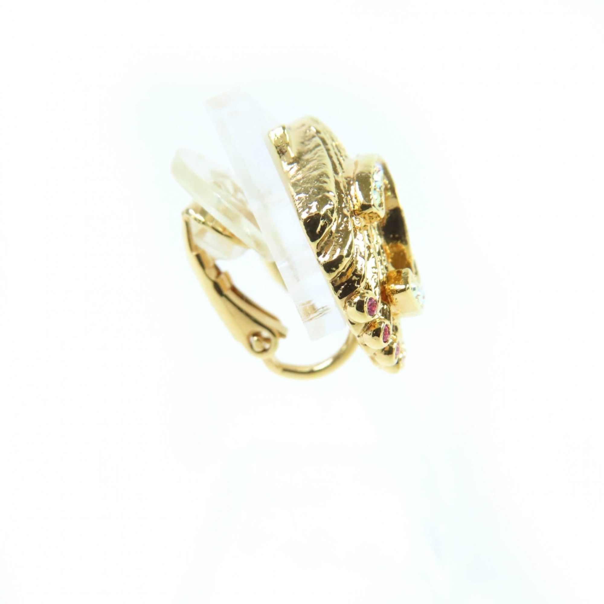 Chanel CHANEL G23C Coco Mark Rhinestone Shell Design Earrings, Gold, with Box, Made in France, Women's Size ONE SIZE - 5 Thumbnail