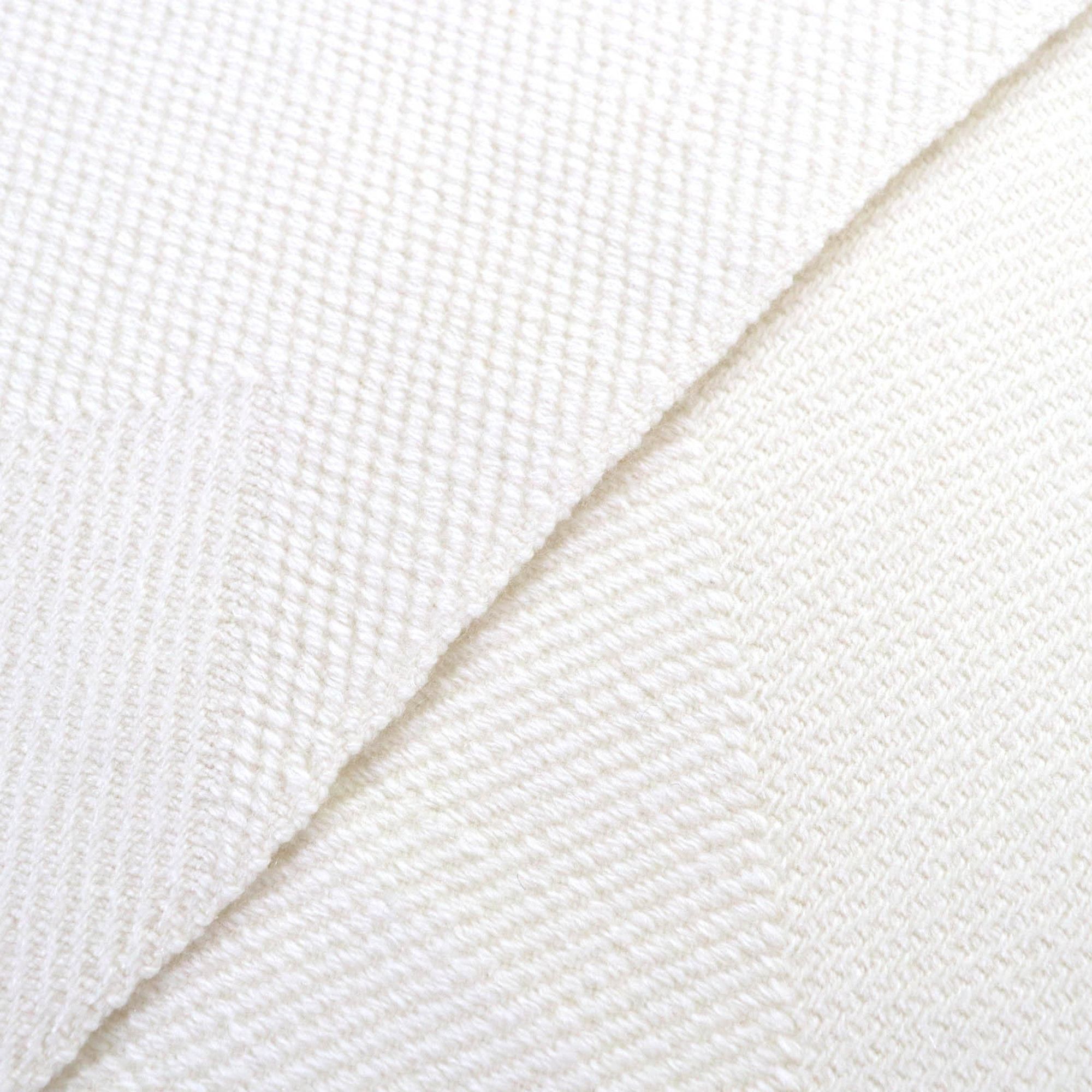 Hermes HERMES Chevron Zoom 100% Cashmere Fringe Shawl/Scarf with Leather Logo Patch, Ivory, Made in Nepal, Women's Size ONE SIZE - 4 Thumbnail