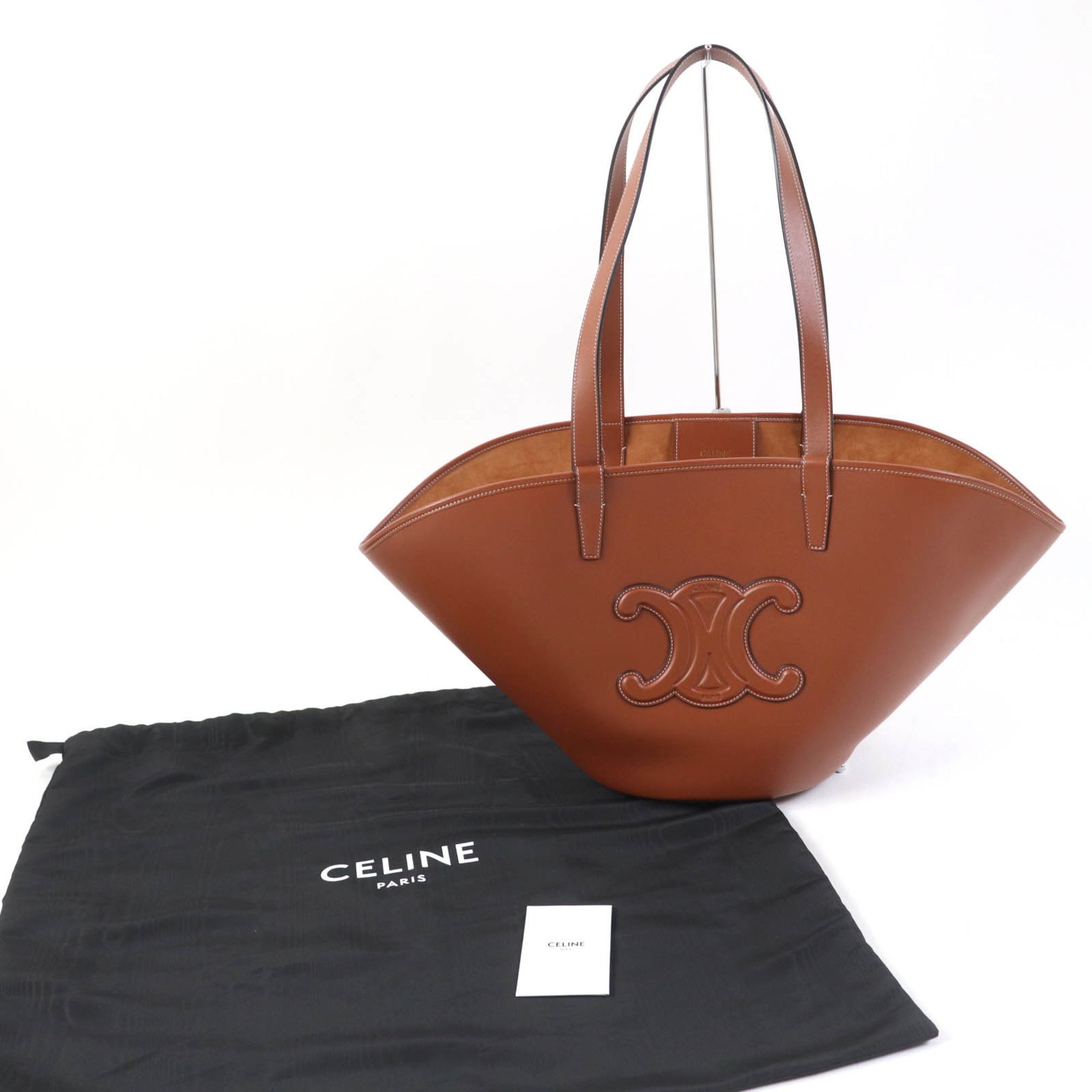 Celine CELINE Cuir Triomphe Coufun Medium Tote Bag in Tan Smooth Calfskin (196953DU3.04LU) with Dust Bag, Made Italy, Women's Size ONE SIZE - 2 Thumbnail