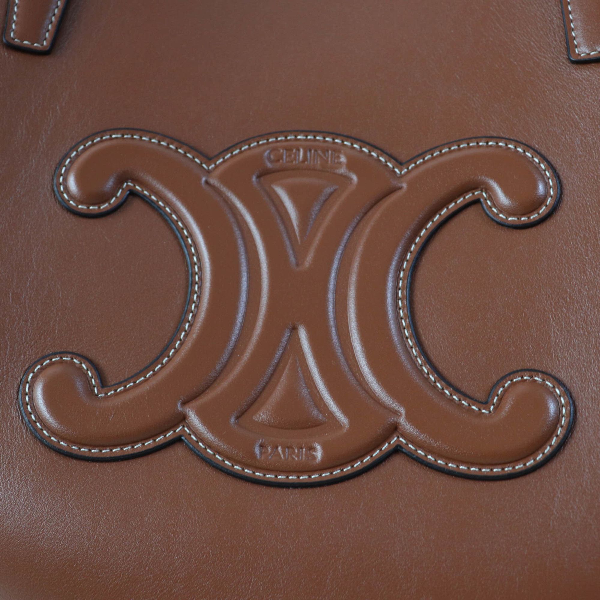 Celine CELINE Cuir Triomphe Coufun Medium Tote Bag in Tan Smooth Calfskin (196953DU3.04LU) with Dust Bag, Made Italy, Women's Size ONE SIZE - 10 Thumbnail