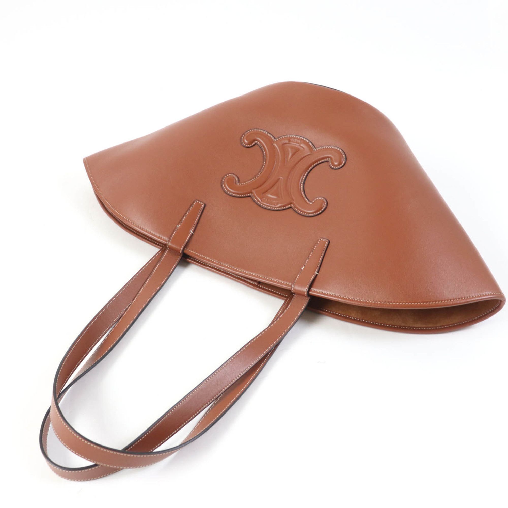 Celine CELINE Cuir Triomphe Coufun Medium Tote Bag in Tan Smooth Calfskin (196953DU3.04LU) with Dust Bag, Made Italy, Women's Size ONE SIZE - 5 Thumbnail