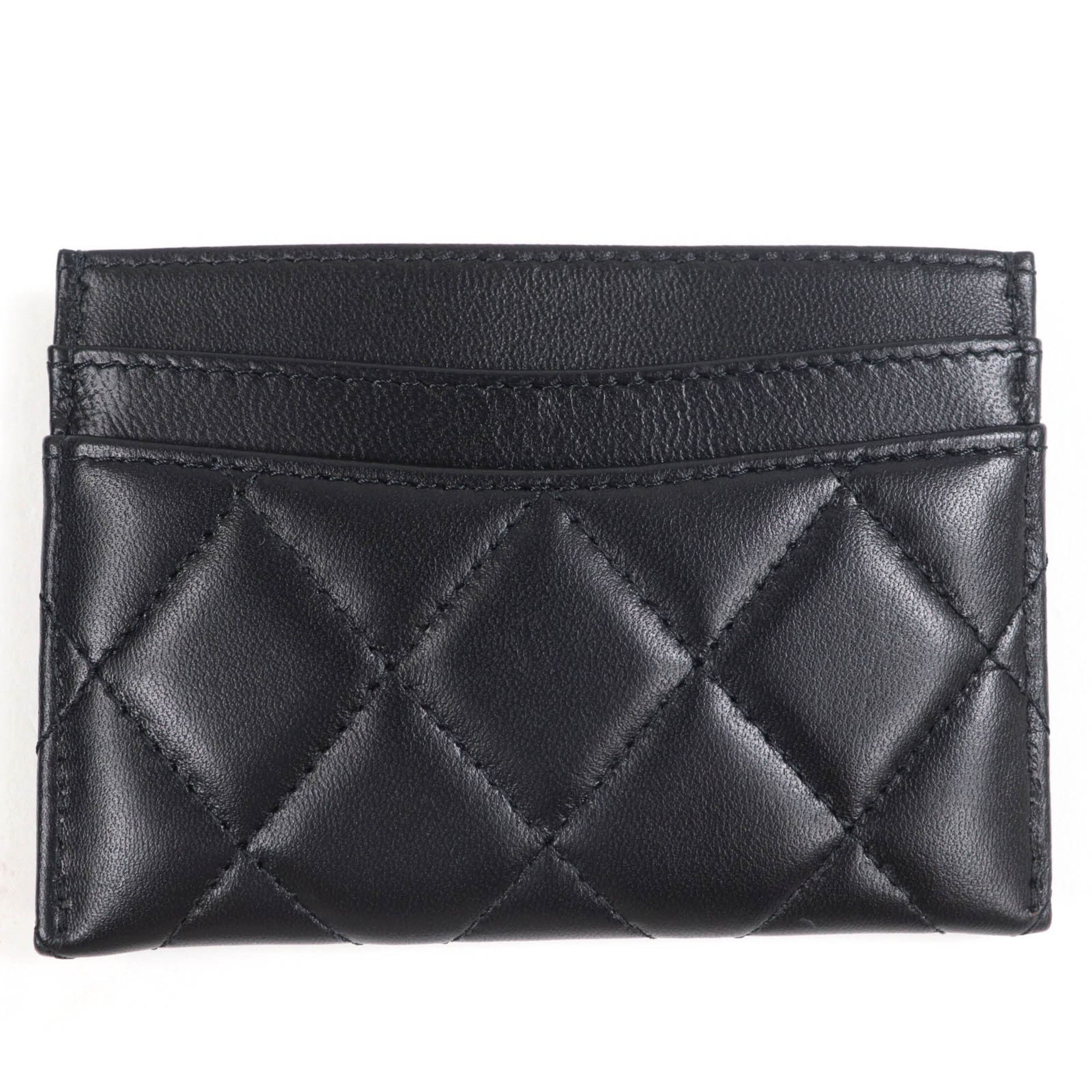 Chanel CHANEL AP4472 Lambskin Matelasse Coco Mark Business Card Case, Black, Black Hardware, Box and Dust Bag Included, Made in Italy, Women's Size ONE SIZE - 3 Thumbnail