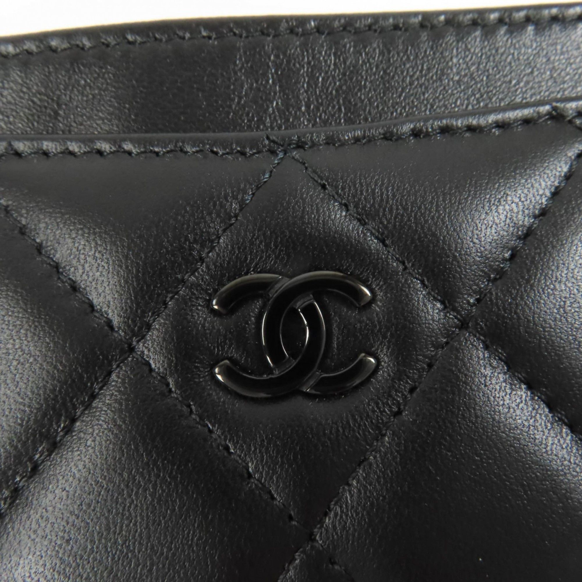 Chanel CHANEL AP4472 Lambskin Matelasse Coco Mark Business Card Case, Black, Black Hardware, Box and Dust Bag Included, Made in Italy, Women's Size ONE SIZE - 7 Thumbnail