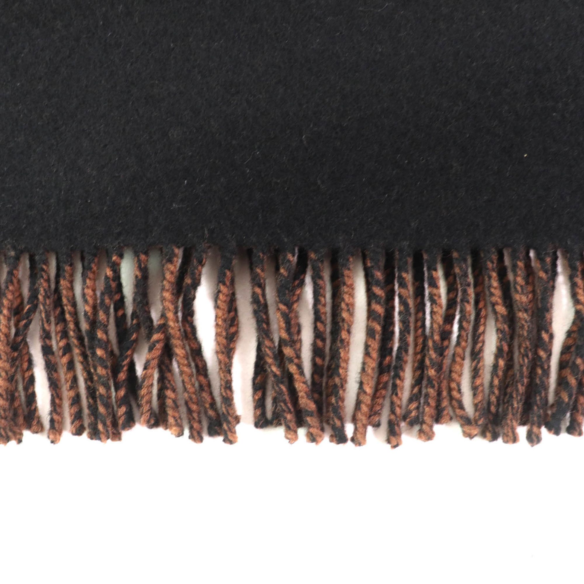 Fendi FENDI FXT252 Cashmere Blend Zucca Print Scarf with Fur Pocket and Fringe, Black/Brown, Includes Dust Bag, Made in Italy, Women's Size ONE SIZE - 7 Thumbnail