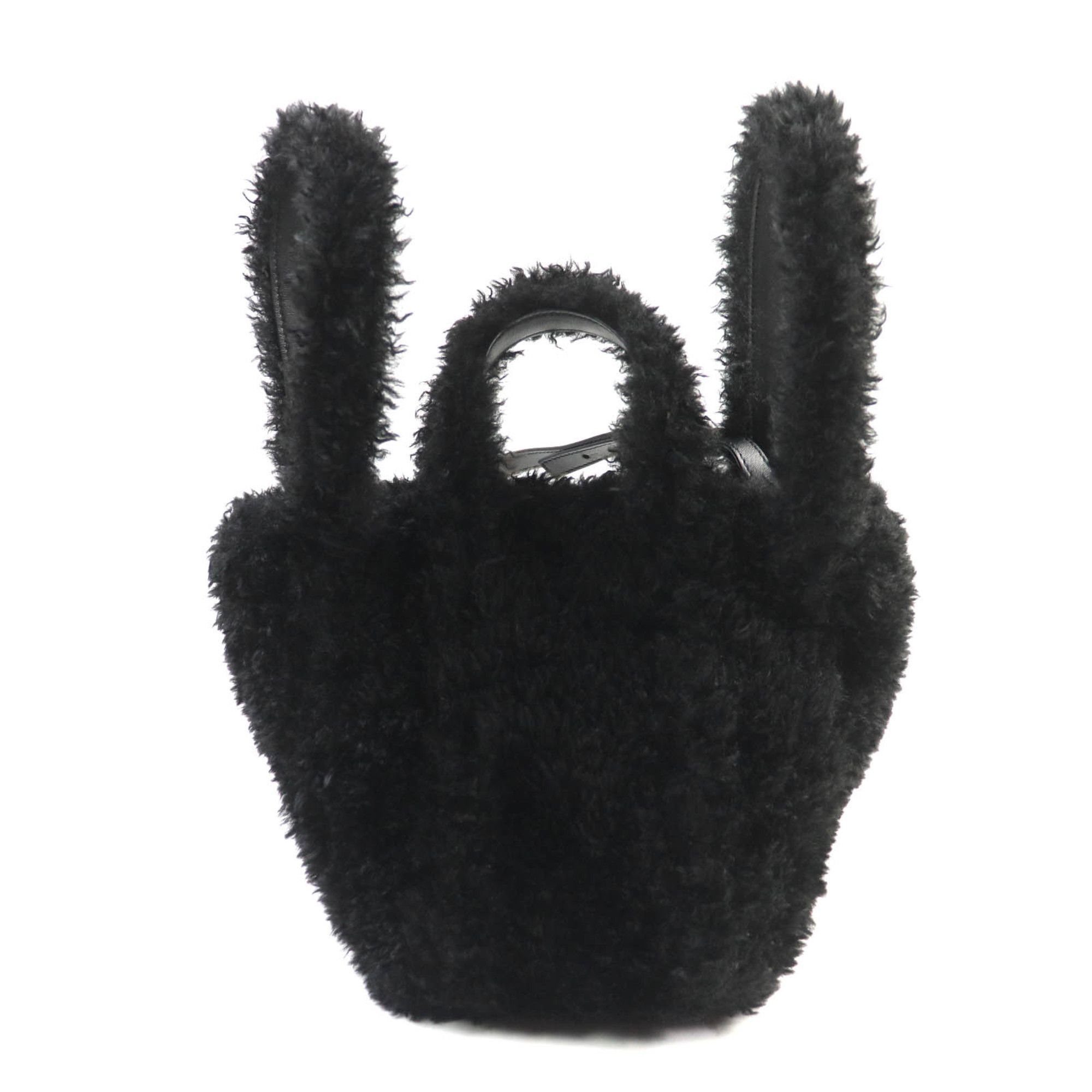 Balenciaga BALENCIAGA Everyday 2.0 XS (672793) Logo Embroidered F-Fur Shoulder Tote Bag, Black, Includes Dust Made in Italy Size ONE SIZE - 3 Thumbnail