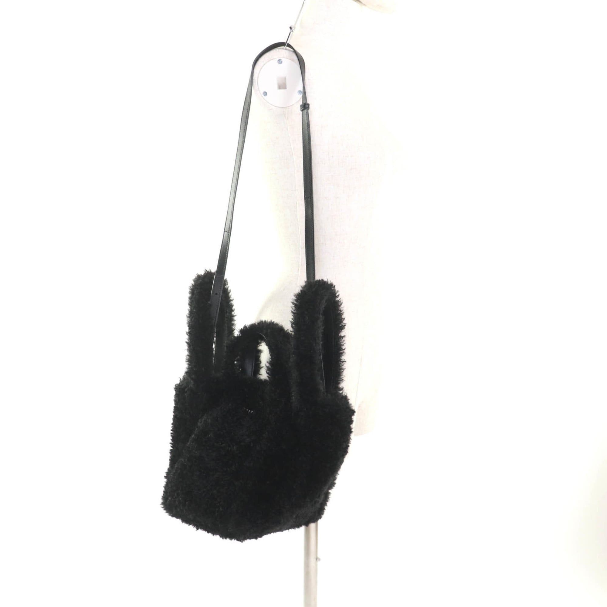 Balenciaga BALENCIAGA Everyday 2.0 XS (672793) Logo Embroidered F-Fur Shoulder Tote Bag, Black, Includes Dust Made in Italy Size ONE SIZE - 7 Thumbnail